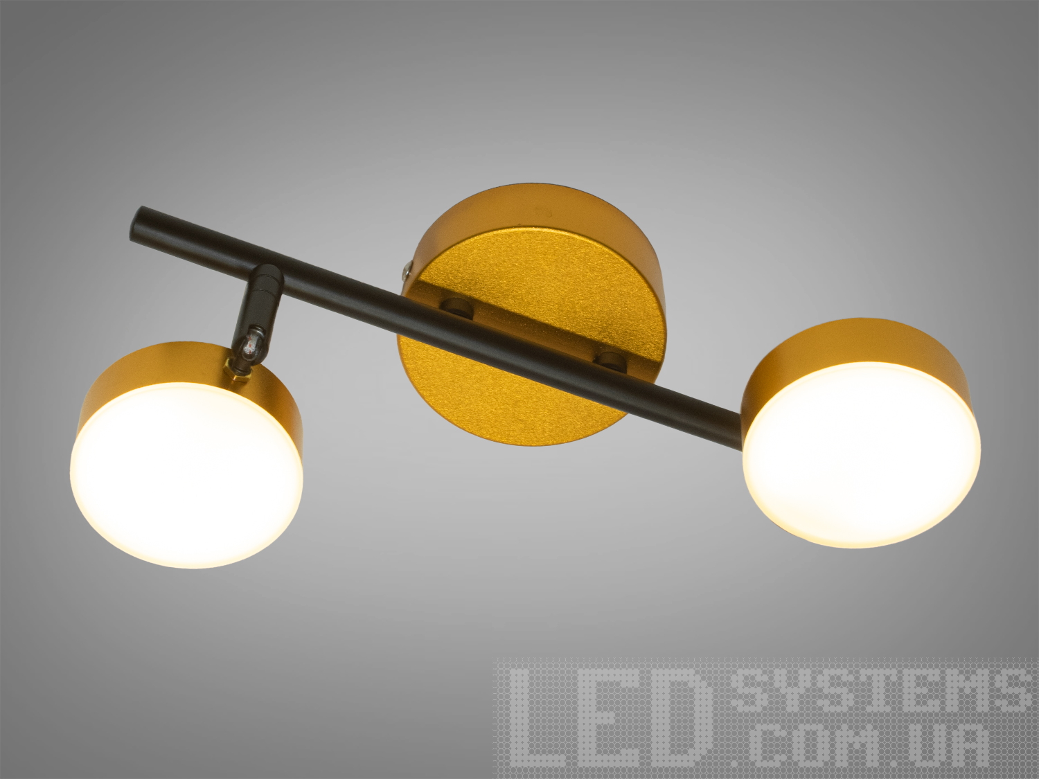 Настінна LED підсвітка Diasha 6W у золоті з двома акриловими плафонами. Регульована колірна температура і спрямування світла для дзеркал та картин.