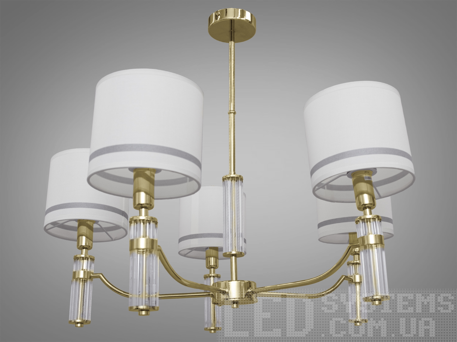 Стильна люстра в зал з абажурами в стилі сучасна класика з витонченою металевою основою та стильними кришталевими лаконічними елементами. Ви можете вибирати виконання металевих частин у золотому або хромованому варіанті. Застосовується для вітальні, зали, холу, спальні, кухні. У цій серії люстр і бра ідеально переплелися такі поняття, як солідність, строгість і простота.
Люстри та бра цієї моделі під прості лампи розжарювання або &laquo;LED-економки&raquo; на патрон Е14 дозволять підібрати необхідну вам температуру світіння.Універсальним кріпленням на планку легко кріпляться на будь-який тип стелі (підвісний, натяжний, звичайний). Увімкнення/вимкнення відбувається з настінного вимикача.