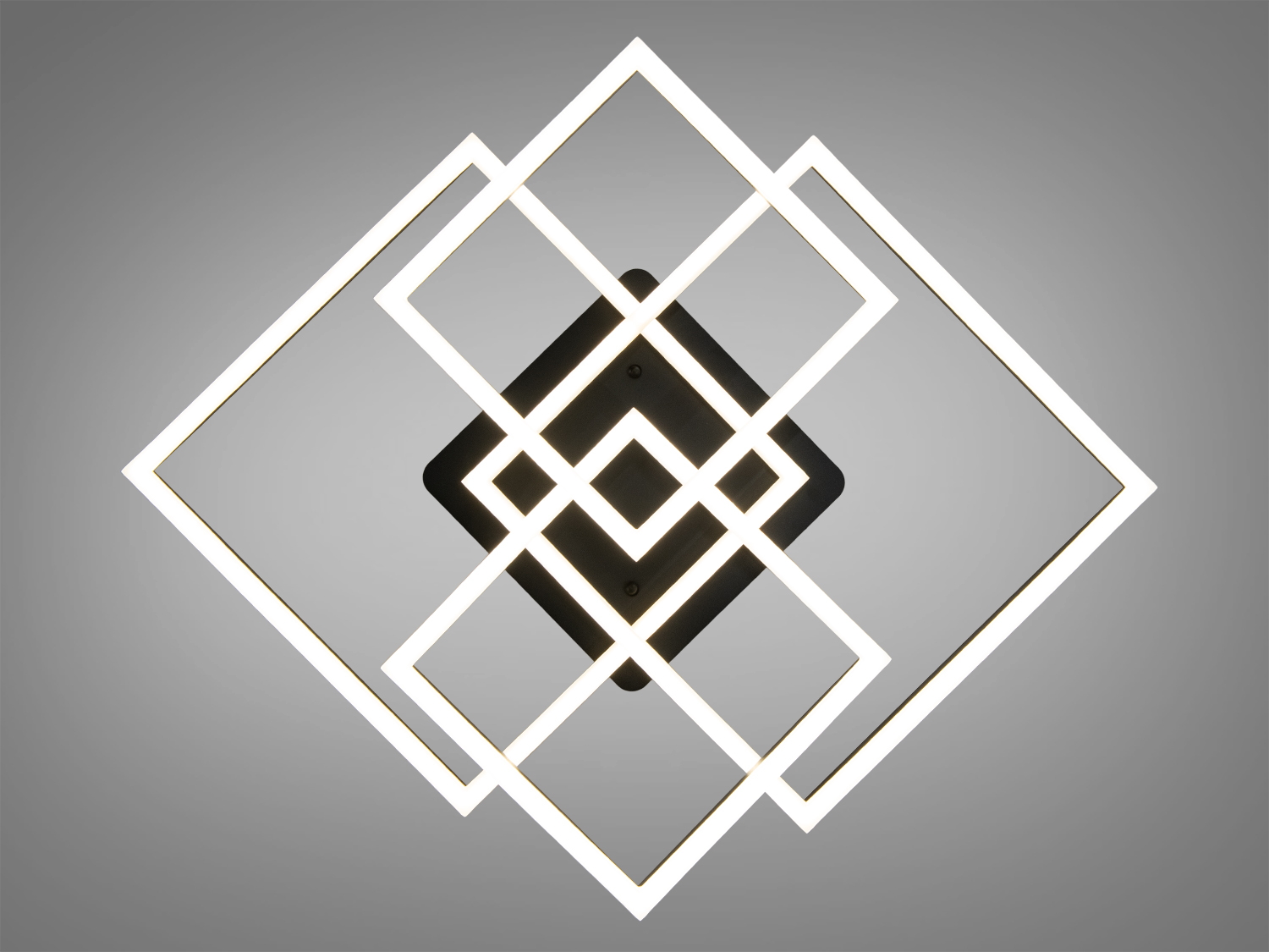 Світлодіодна стельова люстра 120W чорна з чотирма квадратними плафонами, керування пультом, три колірні температури, сучасний геометричний дизайн.