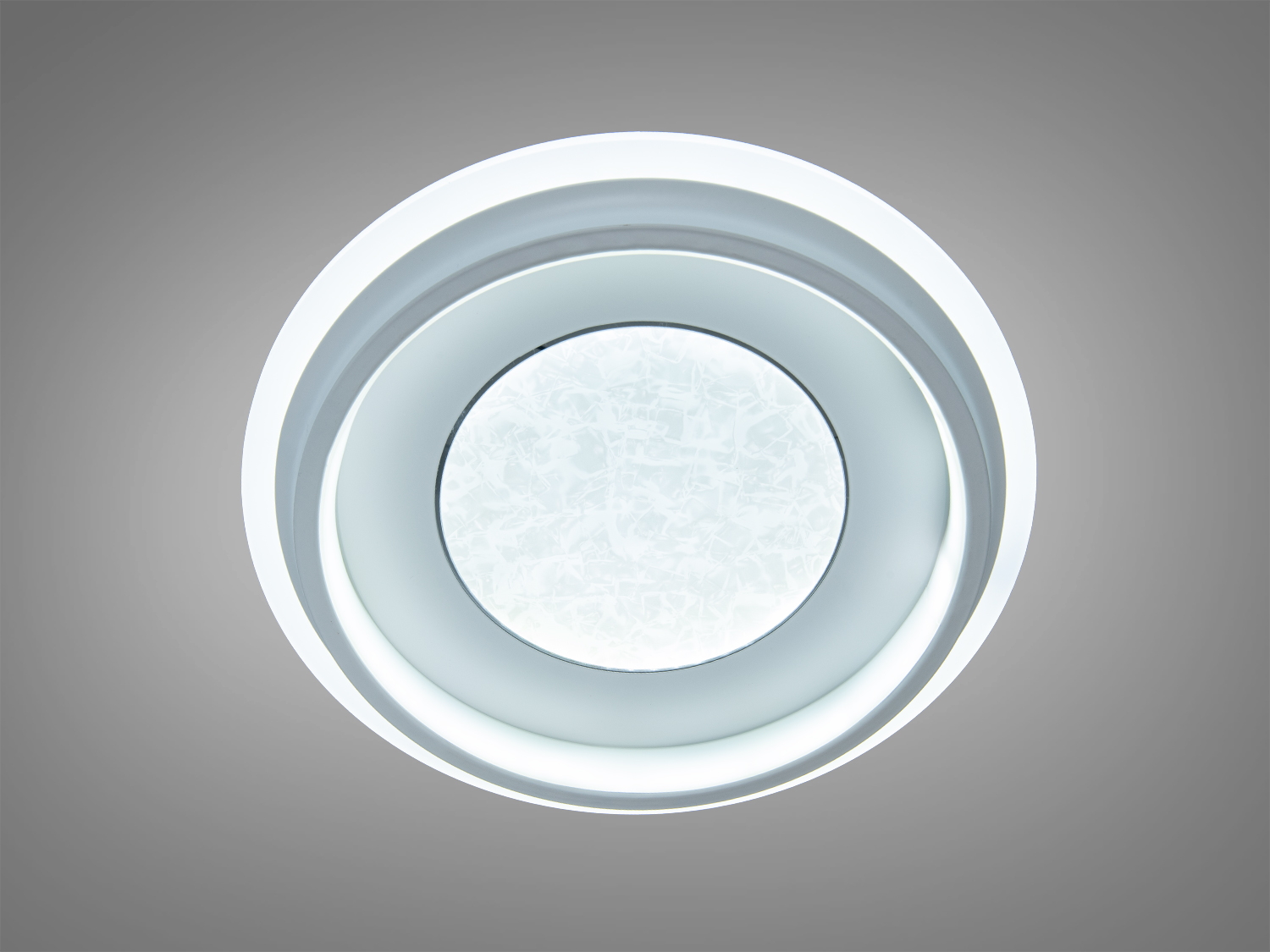 Круглий стельовий LED світильник Diasha 52 Вт для кімнат до 9 м². 2860 лм, 3 режими 3200/4100/6500К, керування вимикачем, метал+акрил, монтаж на планку, білий.