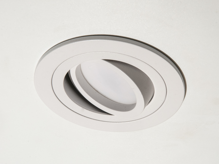 Інноваційний, круглий, технологічний алюмінієвий поворотний точковий світильник на гіпсокартонні потолки серія 