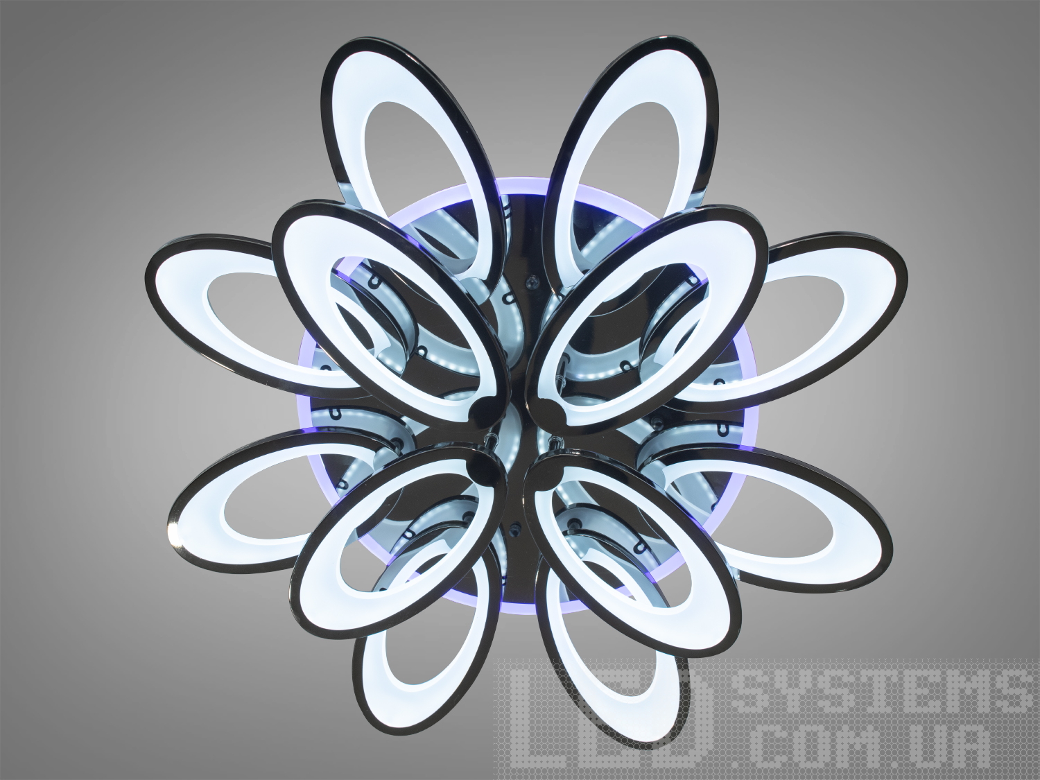 Стельова ЛЕД люстра для залу з пультом з 3-х кольоровим підсвічуванням і з димером підходить на площу приміщення приблизно 28 кв.м.
Світлодіодна люстра має кілька режимів: холодний 6400К, нейтральний 4500К, теплий 2700К, кольорове підсвічування, суміщений режим &ndash; будь-яке основне світло плюс будь-який колір світлодіодного підсвічування. Регулювання яскравості люстри від 5 до 100% відбувається за допомогою пульта дистанційного керування, що входить до комплекту.
Люстра світить яскраво, але не сліпить за рахунок матеріалу &ndash; акрилу, до того ж цей матеріал дуже міцний &ndash; його важко зашкодити. Застосовується для зали, вітальні, кухні, спальні, їдальні, дитячої, оскільки відсутні елементи, що б'ються. Кріпиться до підвісних, натяжних, звичайних стель.