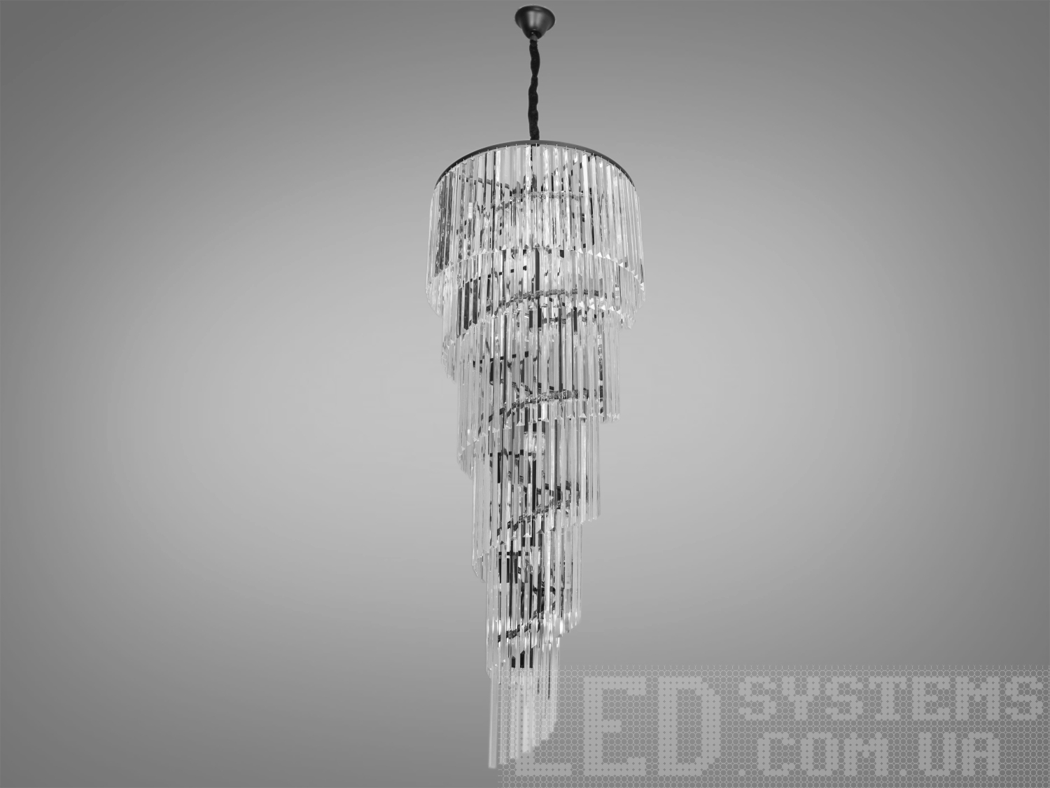 Довга стильна кришталева люстра для високої стелі ідеально підходить для використання в холах або вітальнях, сходових зонах приватних будинків, ресторанів або готелях. Кришталеві підвіски, виконані у правильній формі, створюють захоплюючий світловий ефект, граючи на світлі.
Ці класичні люстри ідеально підійдуть для використання у приміщеннях з висотою від двох з половиною до п'яти, і навіть до семи метрів.
Люстра-підвіс під лампи розжарювання, економки або світлодіодні лампи з цоколем Е14. Увага. Вага люстри понад 10кг.