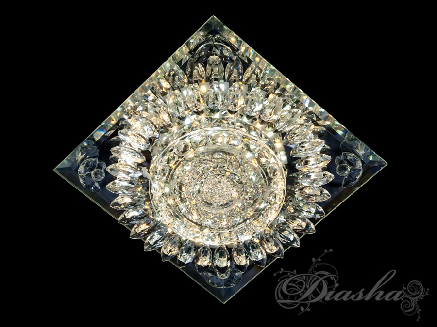 Кришталевий точковий врізний світлодіодний світильник квадратної форми від ТМ 