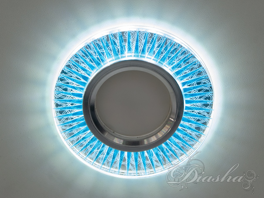 Стильний точковий світильник SBT з блакитного скла з LED підсвіткою, ідеальний для сучасних інтер′єрів.