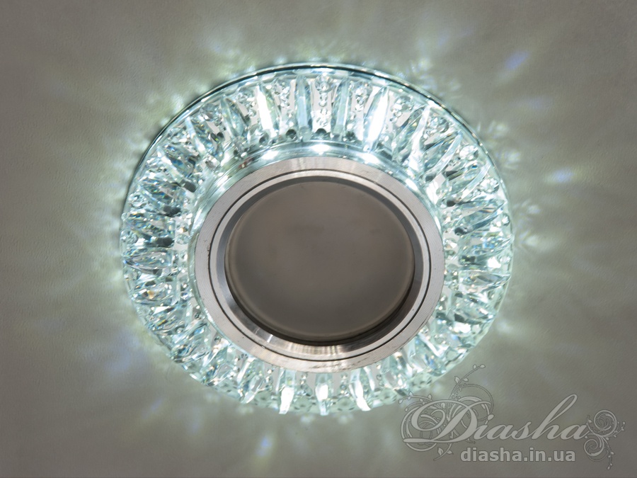 Вбудований точковий світильник MR-16 з прозорими кришталевими вставками для сучасного інтер′єру. Ідеальний для акцентного освітлення.