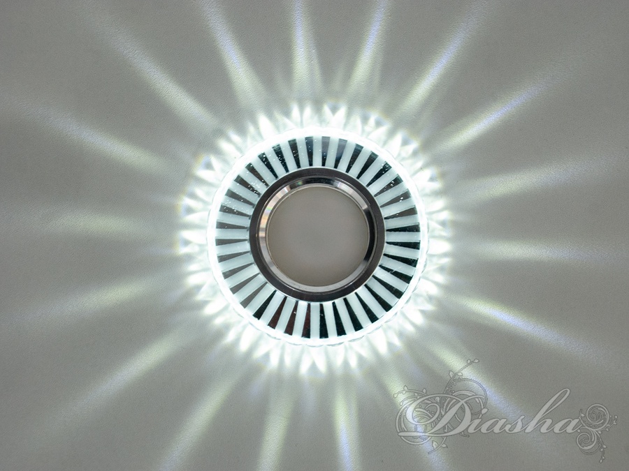 Естетично привабливий, скляний, точковий світильник з вбудованим світлодіодним підсвічуванням