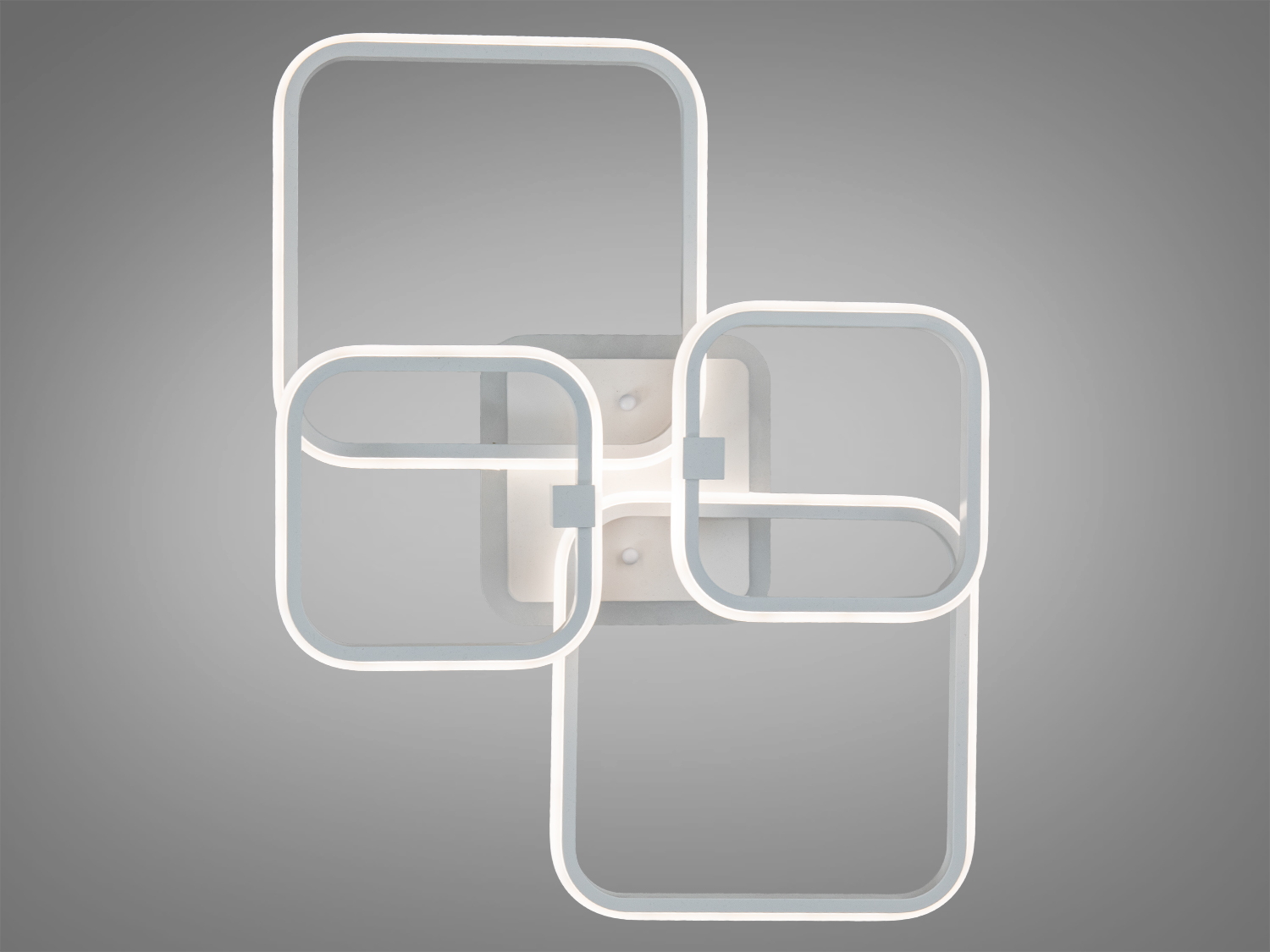 Стельова LED люстра Квадрати біла 85W з димером і пультом забезпечує комфортне та регульоване освітлення для кімнат до 15 м².