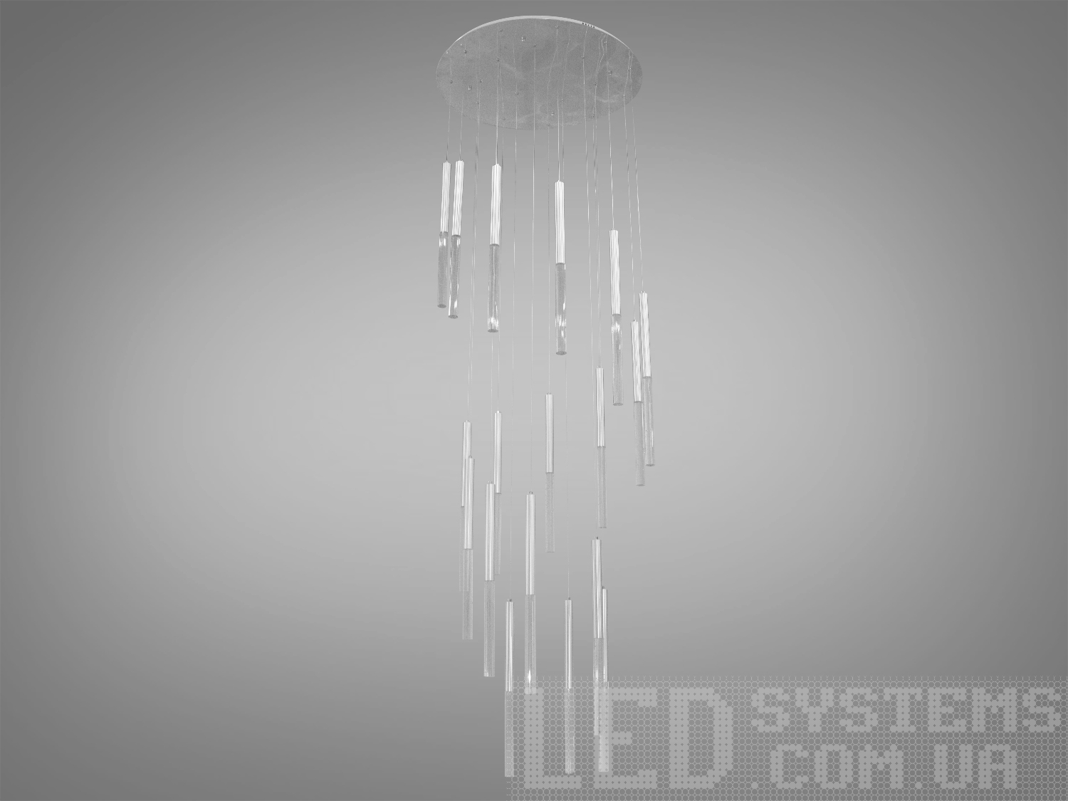 Каскадна світлодіодна люстра для холу на 18 підвісів у сучасному виконанні добре виглядатиме в інтер'єрі вітальні або зали, ресторану або великого сходового холу.
Яскраве світло повинне бути тільки там де воно дійсно потрібне, а решта має висвітлюватися легким світлом, що заповнює. Саме для створення якісного локального освітлення ми пропонуємо використовувати ці світильники.
Кріпиться до стелі будь-якого типу універсальним кріпленням на монтажну планку.