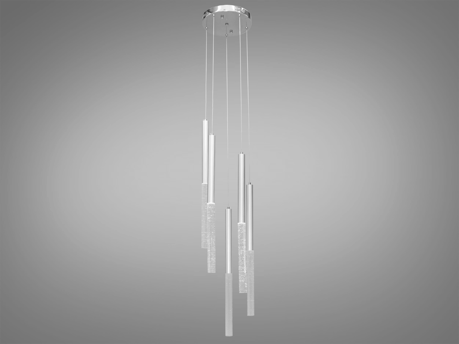 Стильна підвісна світлодіодна люстра на кухню на 5 підвісів у стильному виконанні добре виглядатиме в інтер'єрі вітальні або зали, ресторану або сходового холу.
Яскраве світло повинне бути тільки там де воно дійсно потрібне, а решта має висвітлюватися легким світлом, що заповнює. Саме для створення якісного локального освітлення ми пропонуємо використовувати ці світильники.
Кріпиться до стелі будь-якого типу універсальним кріпленням на монтажну планку.