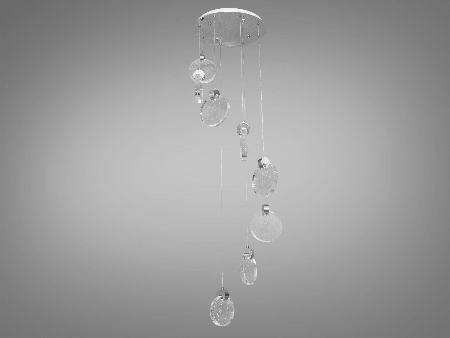 Сучасна світлодіодна люстра з LED підвісами на 8 підвісів у стильному виконанні добре виглядатиме в інтер'єрі вітальні або зали, ресторану або великого сходового холу, квартири з сучасним інтер'єром.
Яскраве світло повинне бути тільки там де воно дійсно потрібне, а решта має висвітлюватися легким світлом, що заповнює. Саме для створення якісного локального освітлення ми пропонуємо використовувати ці світильники.
Кріпиться до стелі будь-якого типу універсальним кріпленням на монтажну планку.