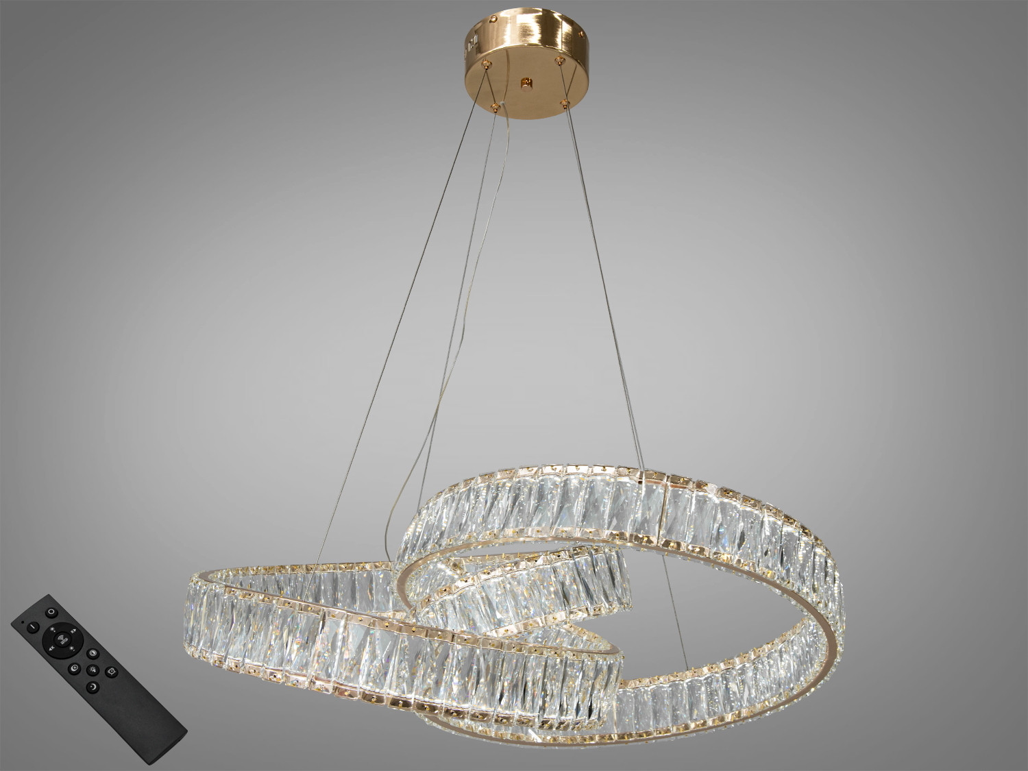 Преміум новинка, золота кришталева світлодіодна люстра на тросах, 80W. LED люстра є вершиною розкоші та елегантності за найкращою ціною в Україні.