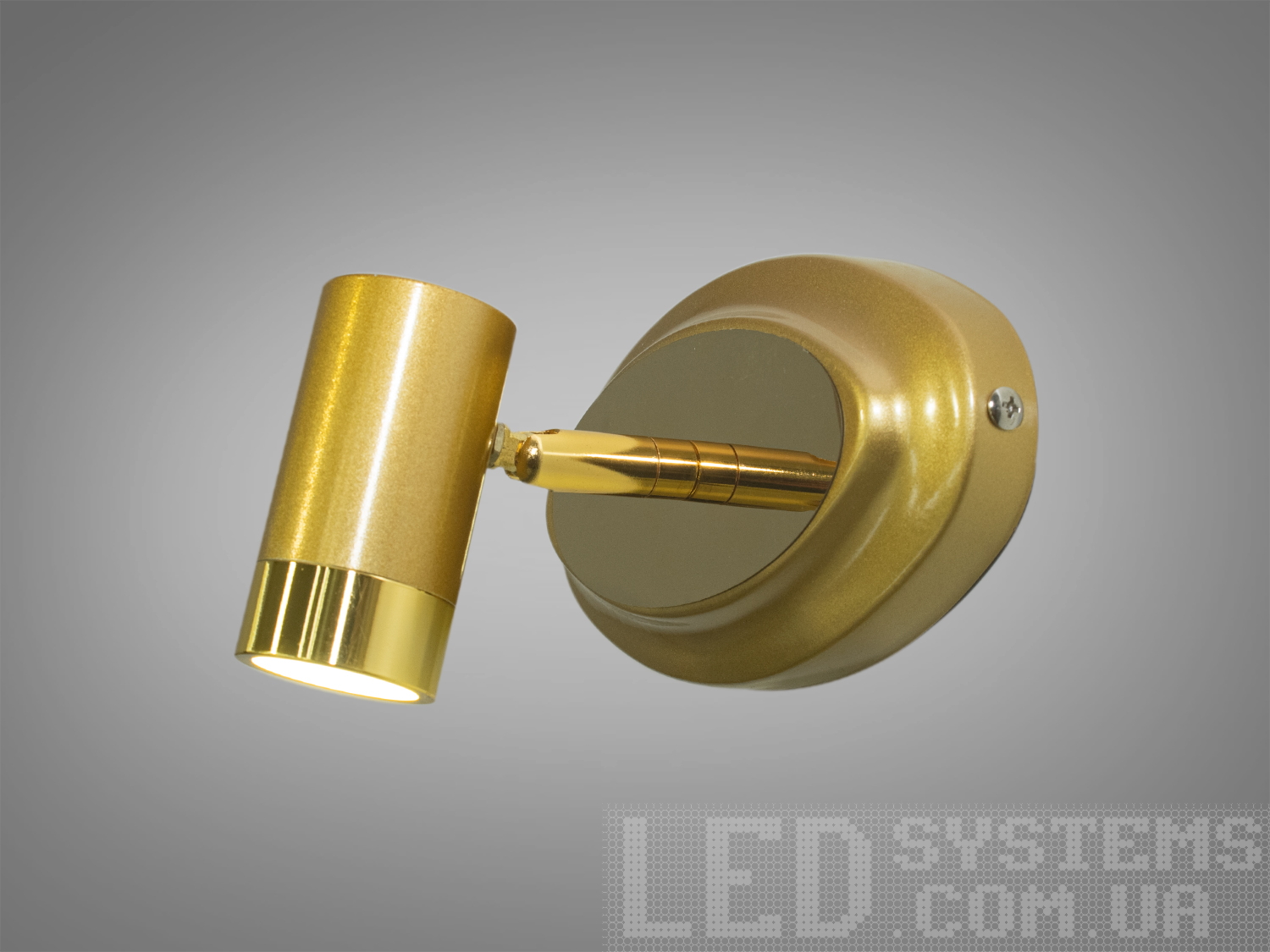 Настінна LED підсвітка Diasha 3 Вт у золоті для картин і дзеркал. Спрямоване світло, поворотний циліндр, керування настінним вимикачем.