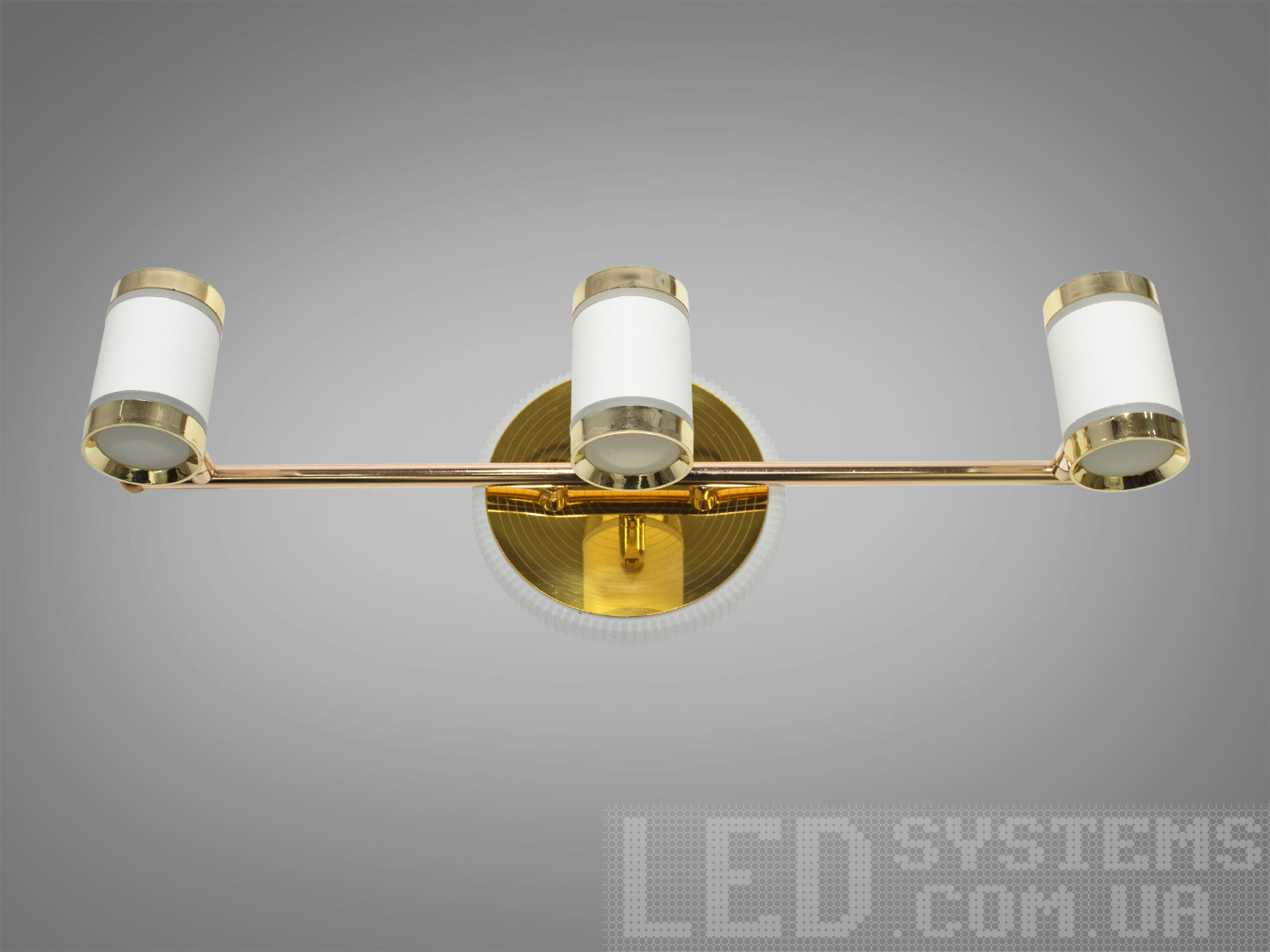 Настінний LED світильник Diasha 18 W у кольорі золото+білий для підсвітки дзеркал і картин. Металевий корпус, акрилові плафони, керування від настінного вимикача.