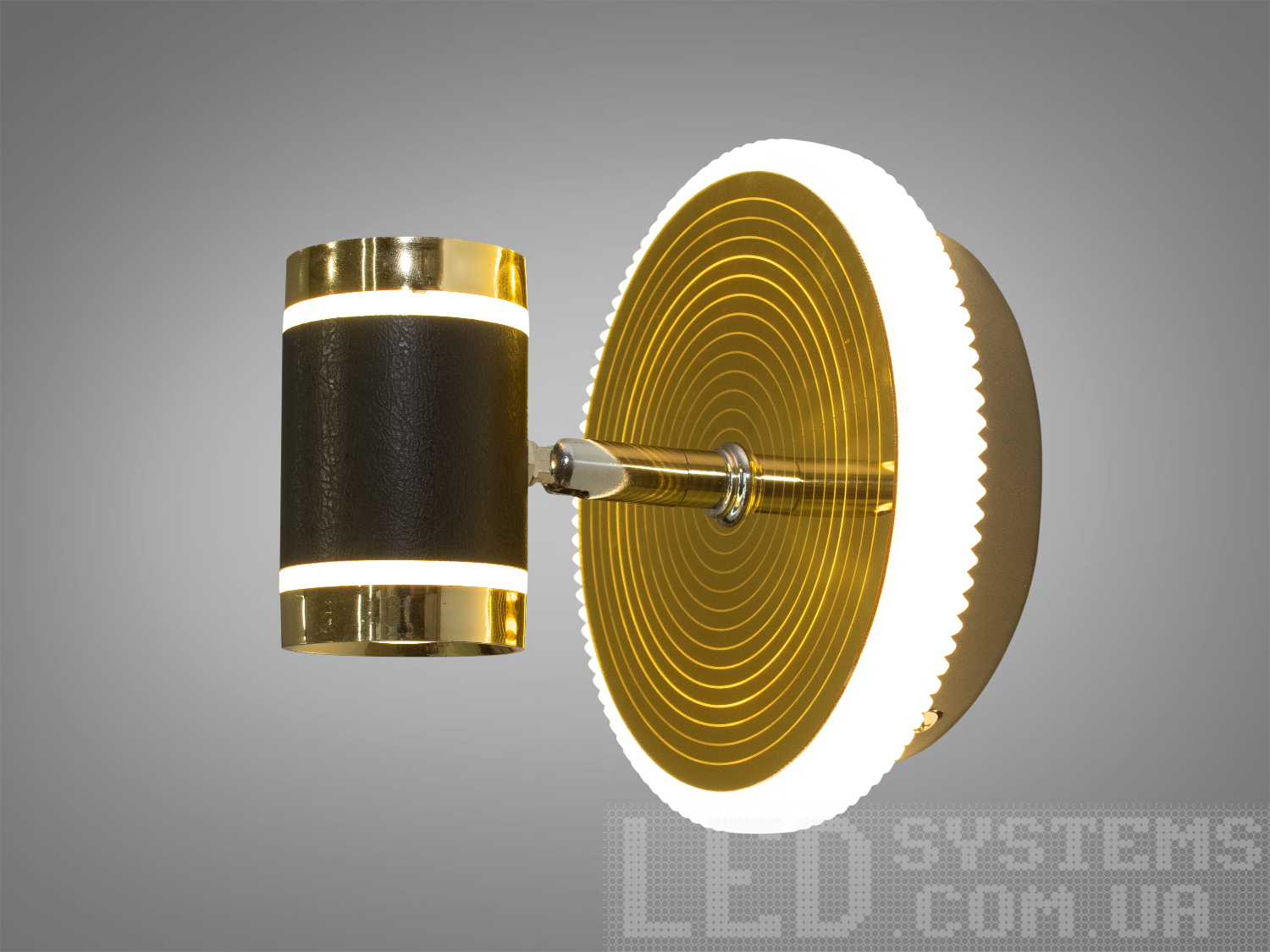 Настінна LED підсвітка 12W у кольорі золото+чорний з перемиканням 3200/4100/6000K. Керування — настінний вимикач. Для дзеркал, картин і локальних зон.