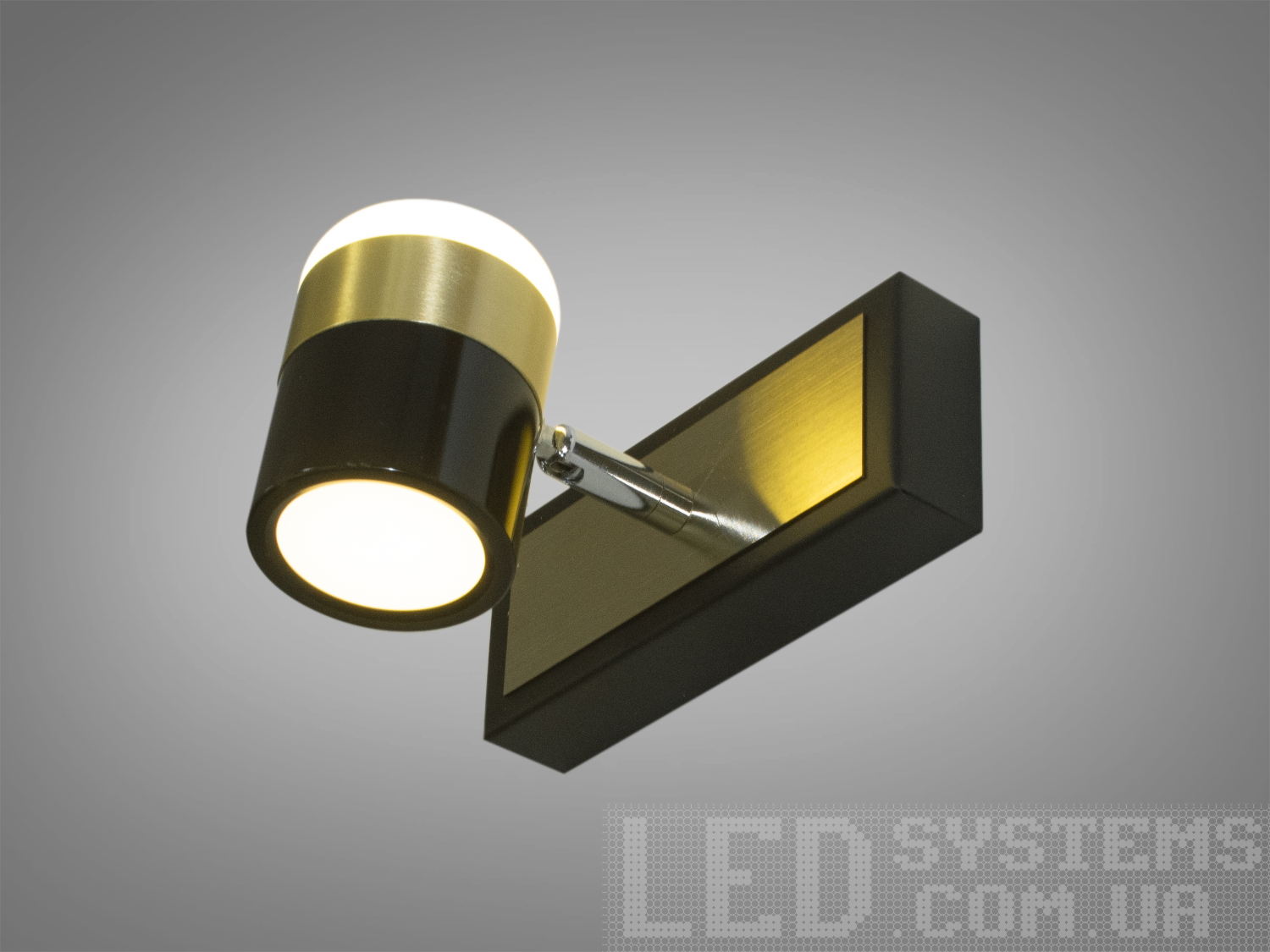 Настінний LED світильник 4 Вт у латуні для підсвічування дзеркал і картин. Регулювання напряму та колірної температури через настінний вимикач.