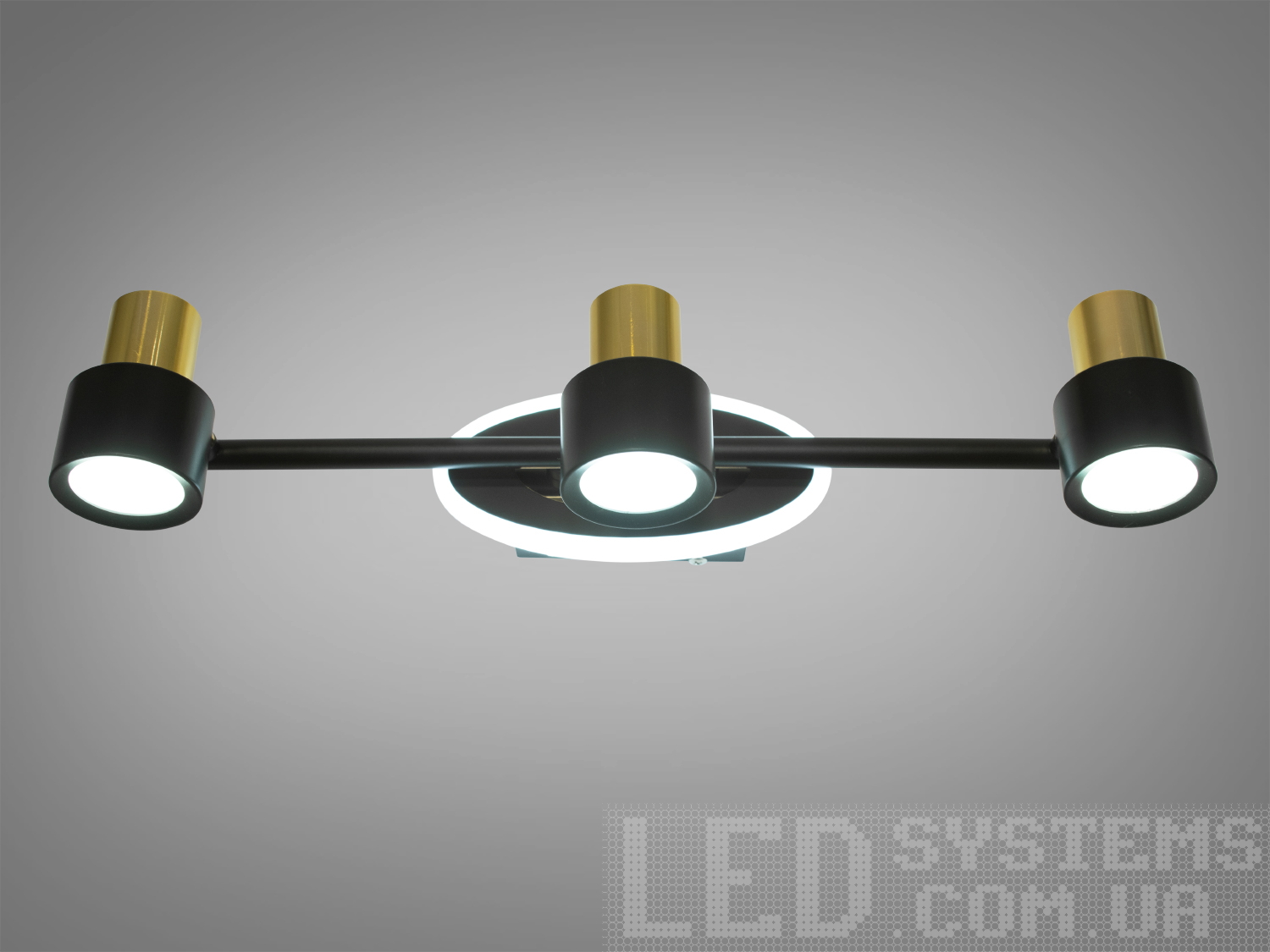 Настінна LED підсвітка Diasha 15 Вт у кольорі чорний+золото. Три режими світла 3200К/4100К/6000К, керування настінним вимикачем, регулювання напрямку для дзеркал і картин.