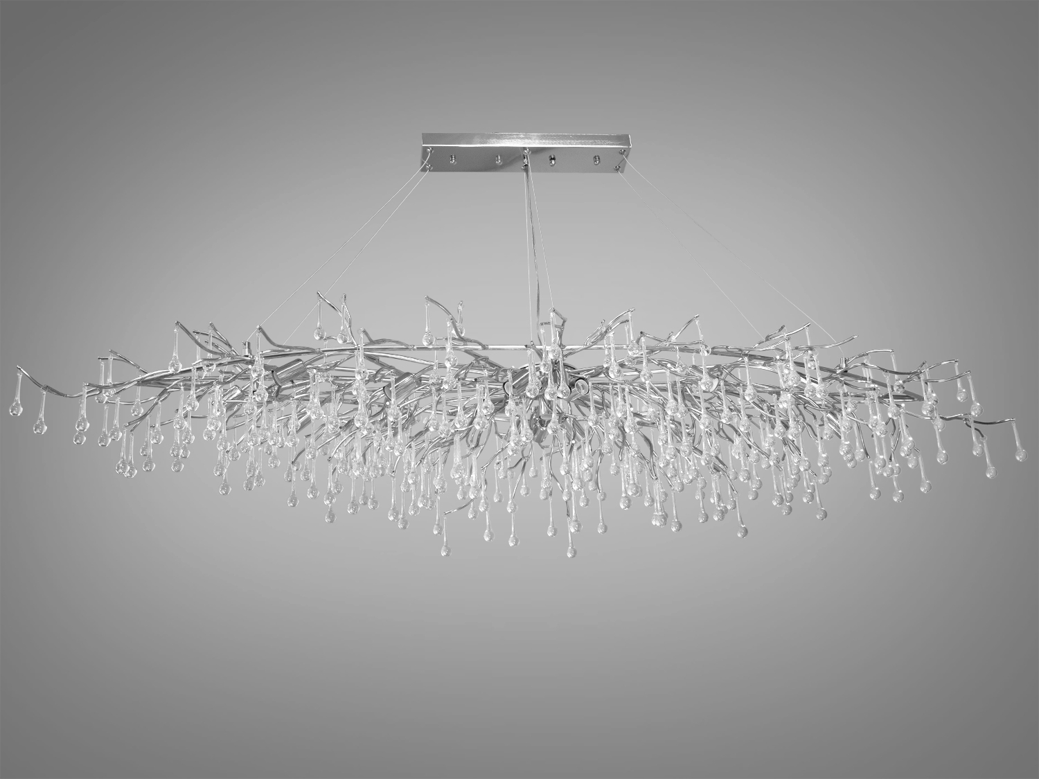 Дизайнерська кришталева люстра витягнутої форми 