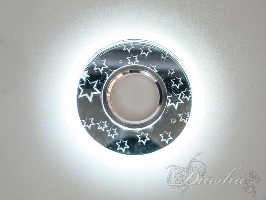 Стильний, дизайнерський точковий, круглий світильник з вбудованим світлодіодним підсвічуванням