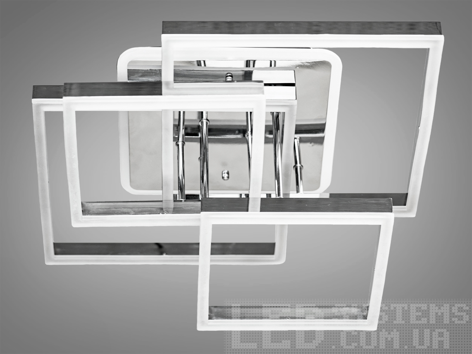 Світлодіодна люстра з підсвічуванням у стилі хай-тек підходить на площу приміщення приблизно 19 кв. м. Світлодіодна люстра має кілька режимів: холодний 6400К, нейтральний 4500К, теплий 2700К, включення-вимикання, підсвічування.&nbsp;Люстра має електронний димер, що дозволяє регулювати яскравість люстри від 5% до 100% за допомогою пульта, що входить до комплекту.&nbsp;Люстра світить яскраво, але не сліпить рахунок матеріалу - акрилу, до того ж цей матеріал дуже міцний - його важко пошкодити.&nbsp;Підходить для зали, вітальні, дитячої, спальні. Ще однією незаперечною перевагою цієї світлодіодної люстри для дитячої кімнати є відсутність скляних елементів. Кріпиться до навісних, натяжних, звичайних стель.
