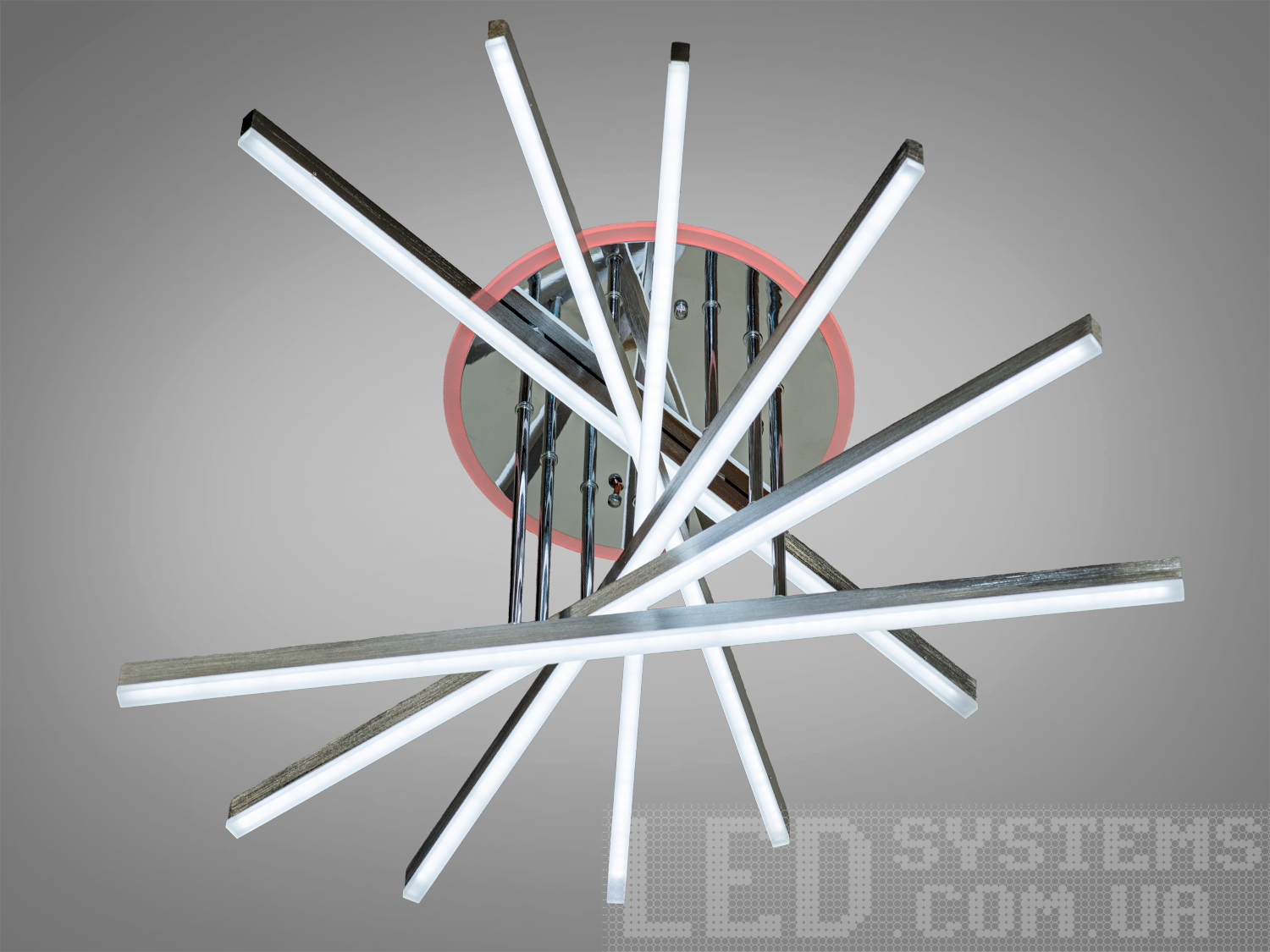 Сучасна акрилова люстра світлодіодна з пультом підходить на площу приміщення приблизно 19 кв. м. Світлодіодна люстра має кілька режимів: холодний 6400К, нейтральний 4500К, теплий 2700К, включення-вимикання, підсвічування. Люстра має електронний димер, що дозволяє регулювати яскравість люстри від 5% до 100% за допомогою пульта, що входить до комплекту. Люстра світить яскраво, але не сліпить за рахунок матеріалу акрилу, до того ж цей матеріал дуже міцний його важко пошкодити. Підходить для зали, вітальні, дитячої, спальні. Ще однією незаперечною перевагою цієї світлодіодної люстри для дитячої кімнати є відсутність скляних елементів. Кріпиться до навісних, натяжних, звичайних стель.