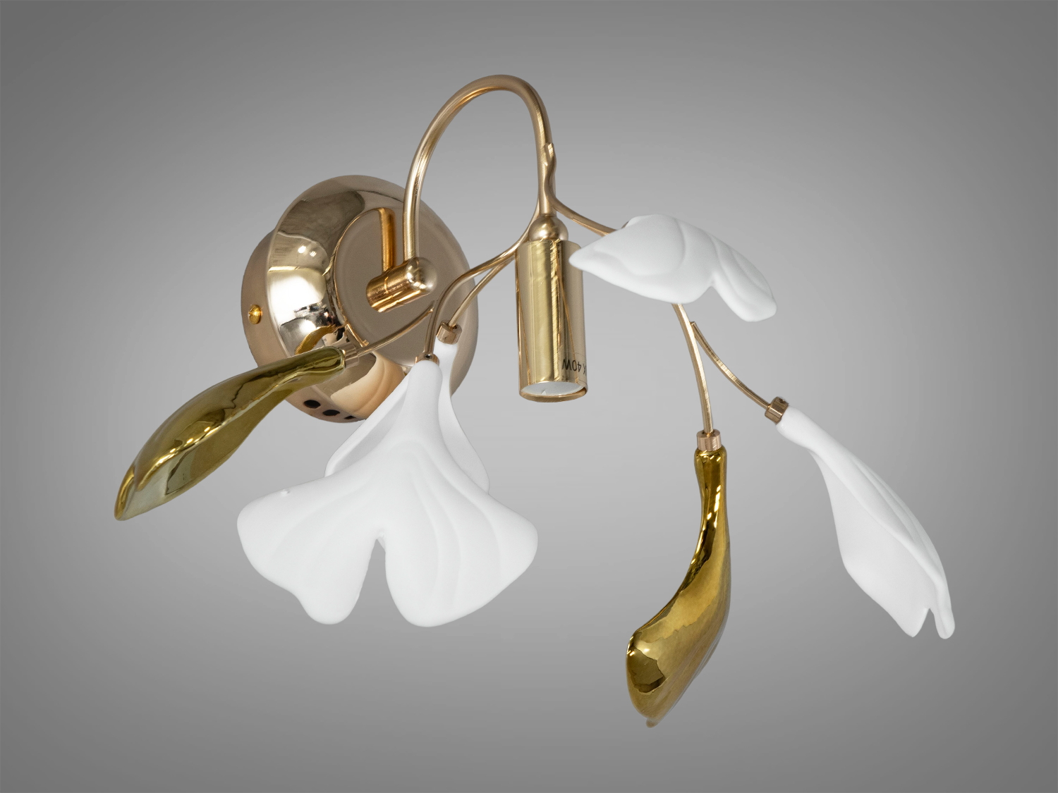 Розкішне бра з фарфоровими елементами в спальню є шедевром дизайну, який набуває гармонії між природною красою і сучасною естетикою. Міцний металевий каркас служить основою для ніжних керамічних пелюсток, що мають форму листя гінкго білоба.
Бра вносять цікаві акценти та розкішний блиск у сучасний або класичний інтер'єр, що ідеально поєднується зі світлом лампи E14.
Кріпиться до будь-якого типу стінних поверхонь універсальним кріпленням на планку.
Лампа до комплекту не входить.