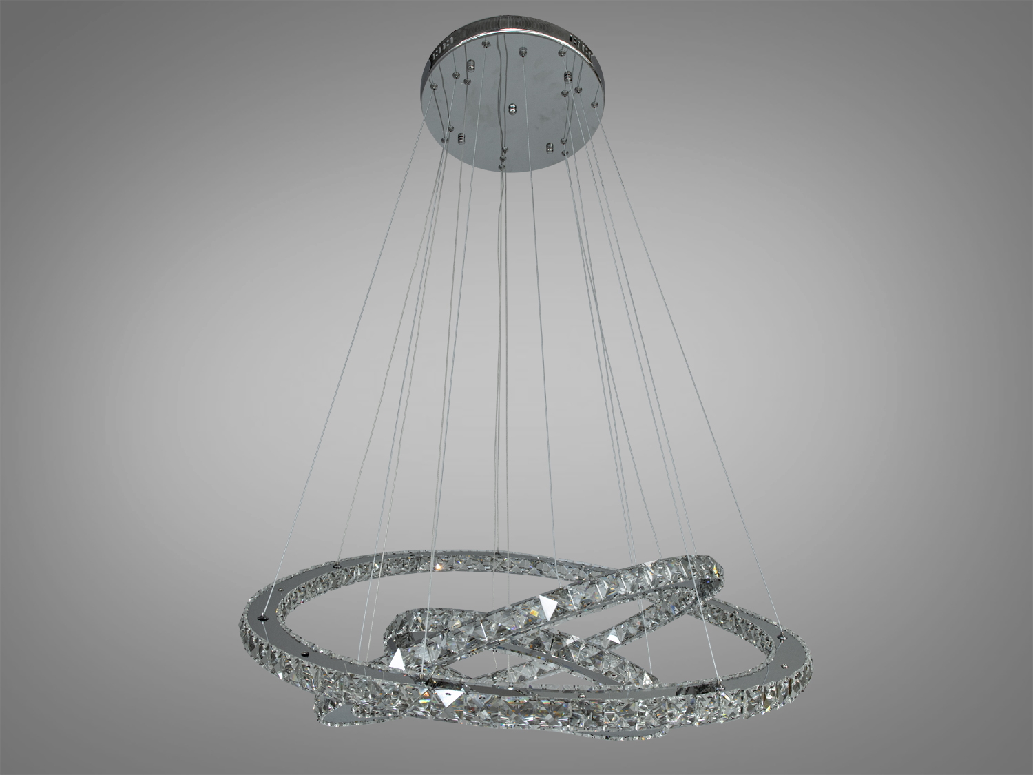 Ексклюзивна кришталева світлодіодна люстра для залу також ідеально підходить для використання в холах або вітальнях, сходових зонах приватних будинків, ресторанах чи готелях, люксових спальнях, балконах або у вестибюлі, бізнес-центри або офісні простори.
Загальна концепція люстри робить її універсальною та здатною доповнювати різні стилі інтер'єру, такі як: класичний стиль, сучасний мінімалізм, еклектика, ретро чи вінтаж, люксовий модерн, бароко чи рококо.
Загальна потужність люстри - 105 Вт, що забезпечує достатнє освітлення для приміщення різних розмірів. Висота люстри &ndash; 100 см, що дозволяє їй стати центральним акцентом кімнати, створюючи враження величі та розкоші.
Функціональною особливістю цієї люстри є наявність пульта дистанційного керування. Завдяки регулюванню колірної температури 3200К, 4100К, 6000К, ви зможете вибрати той режим освітлення, який найбільше відповідає вашим потребам: тепле світло для розслаблення, нейтральне для роботи або холодне для концентрації. Режим увімкнення забезпечує швидкий доступ до різних режимів освітлення.
Починаючи з верхнього кришталевого кільця, що граційно спускається вниз, кожне кільце вражає своєю елегантністю та пропорційністю. Рівновіддалені кільця, що послідовно зменшуються, створюють враження легкості та гармонії.
Основа кришталевого кільця виготовлена з високоякісного металу, який не тільки забезпечує стійкість та надійність, але й служить чудовою основою для блиску кристалів.
Кріпляться до стель будь-якого типу універсальним кріпленням на монтажну планку.