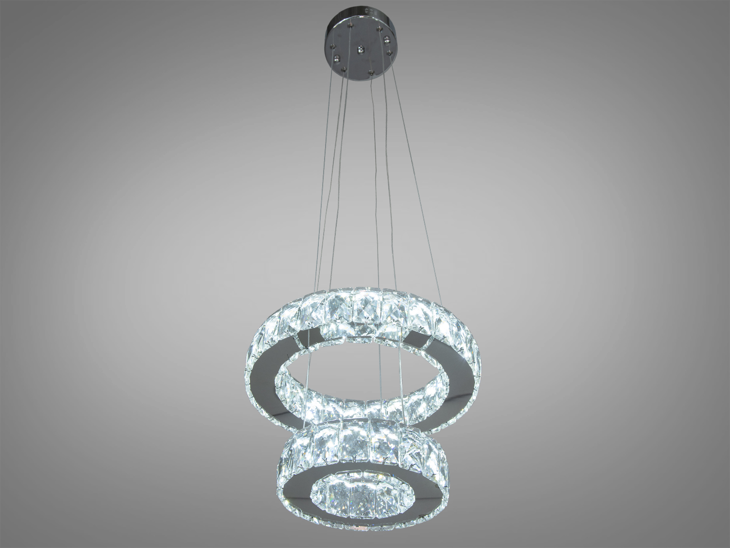 Гламурна підвісна кришталева світлодіодна люстра 30W з хромованими елементами для стильного інтер’єру.