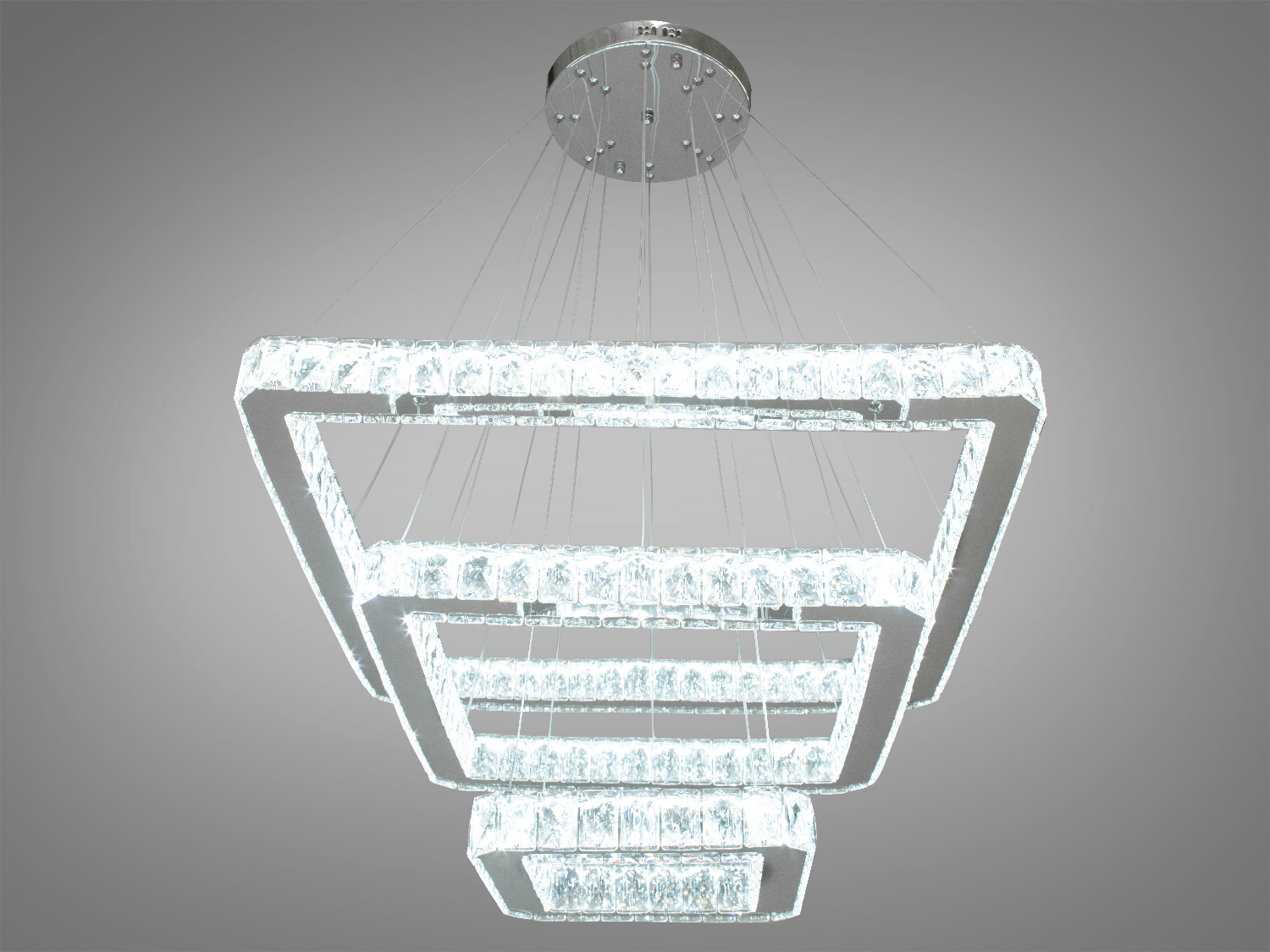 Вишукана кришталева LED люстра для сходового холу також ідеально підходить для використання у холах або вітальнях, сходових зонах приватних будинків, ресторанах чи готелях, люксових спальнях, балконах або у вестибюлі, бізнес-центри чи офісні простори.
Загальна концепція люстри робить її універсальною та здатною доповнювати різні стилі інтер'єру, такі як: класичний стиль, сучасний мінімалізм, еклектика, ретро чи вінтаж, люксовий модерн, бароко чи рококо.
Загальна потужність люстри &ndash; 120 Вт, що забезпечує достатнє освітлення для приміщення різних розмірів. Висота люстри &ndash; 100 см, що дозволяє їй стати центральним акцентом кімнати, створюючи враження величі та розкоші.
Функціональною особливістю цієї люстри є наявність пульта дистанційного керування. Завдяки регулюванню колірної температури 3200К, 4100К, 6000К, ви зможете вибрати той режим освітлення, який найбільше відповідає вашим потребам: тепле світло для розслаблення, нейтральне для роботи або холодне для концентрації. Режим увімкнення забезпечує швидкий доступ до різних режимів освітлення.
Починаючи з верхнього кришталевого кільця, що граційно спускається вниз, кожне кільце вражає своєю елегантністю та пропорційністю. Рівновіддалені кільця, що послідовно зменшуються, створюють враження легкості та гармонії.
Основа кришталевого кільця виготовлена з високоякісного металу, який не тільки забезпечує стійкість та надійність, але й служить чудовою основою для блиску кристалів.
Кріпляться до стель будь-якого типу універсальним кріпленням на монтажну планку.