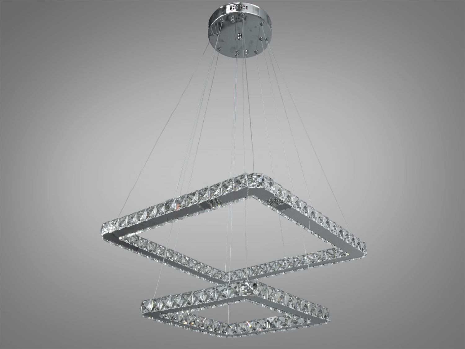 Підвісна кришталева LED люстра 62W в хромі з пультом для регулювання освітлення. Ідеально підходить для вітальні та спальні.