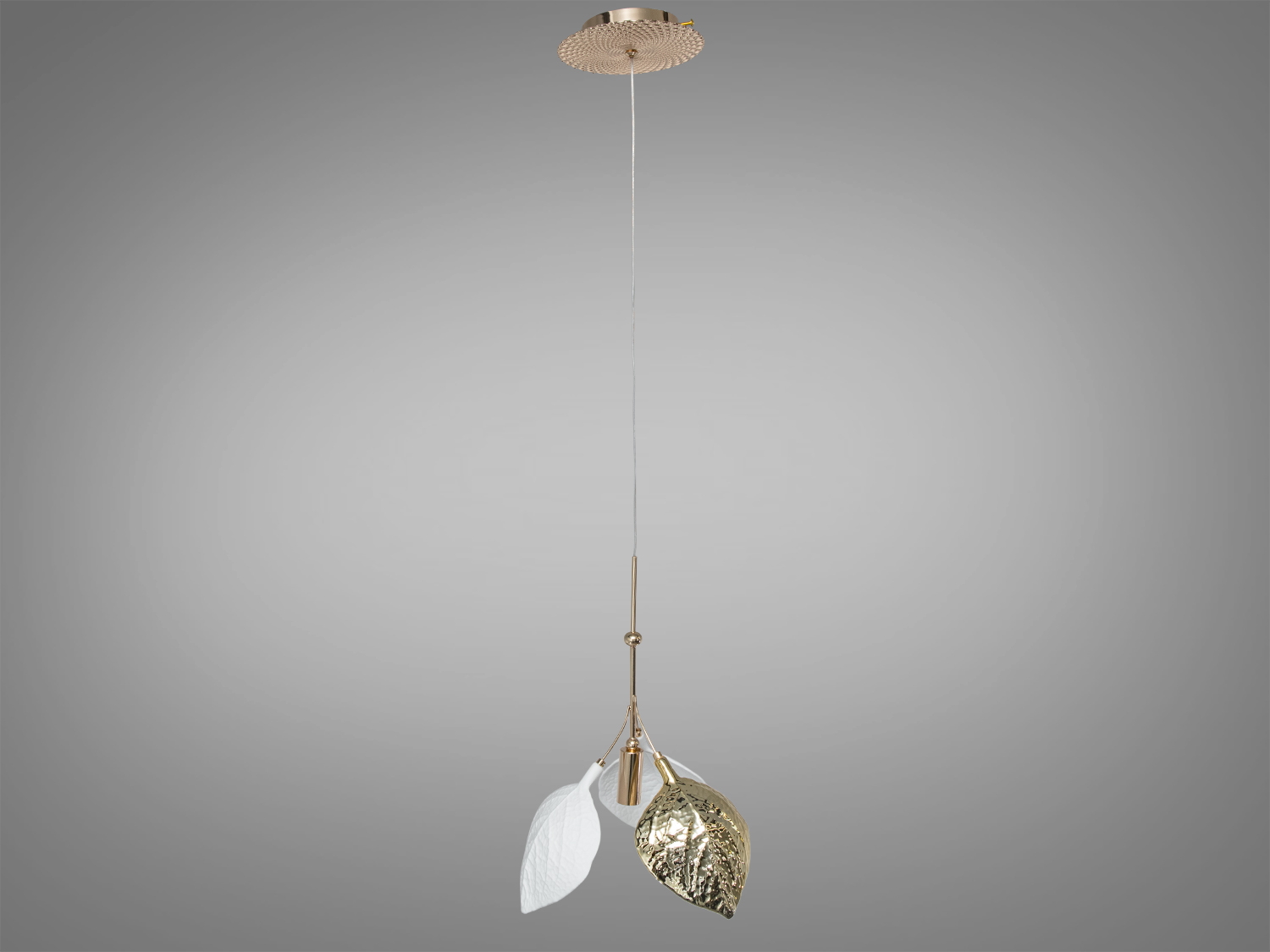 Підвісний світильник з керамічними листками і золотистими деталями для сучасних інтер’єрів з патроном E14.