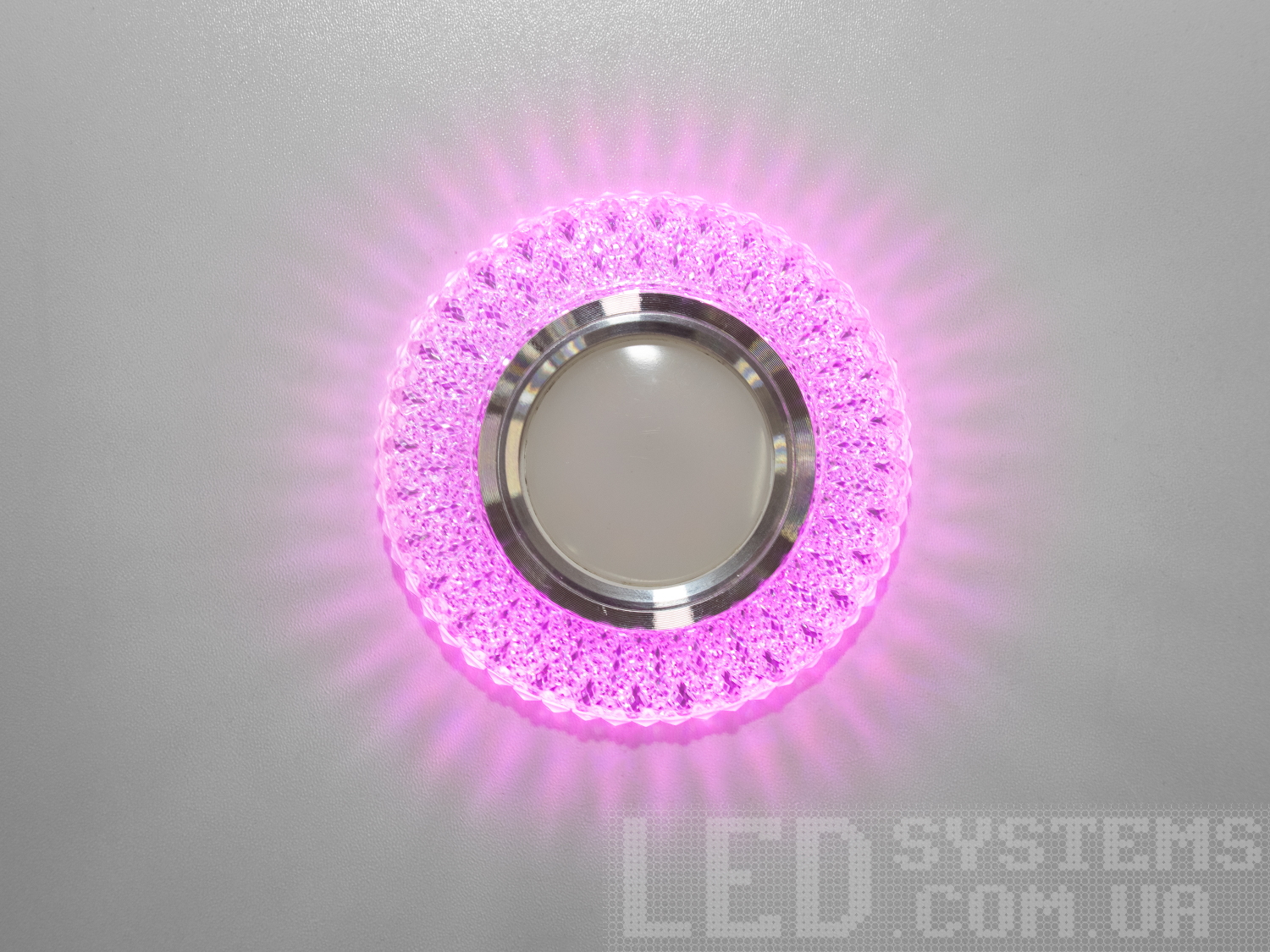 Стильний, колоритний, кришталевий, точковий світильник з вбудованою світлодіодним підсвічуванням