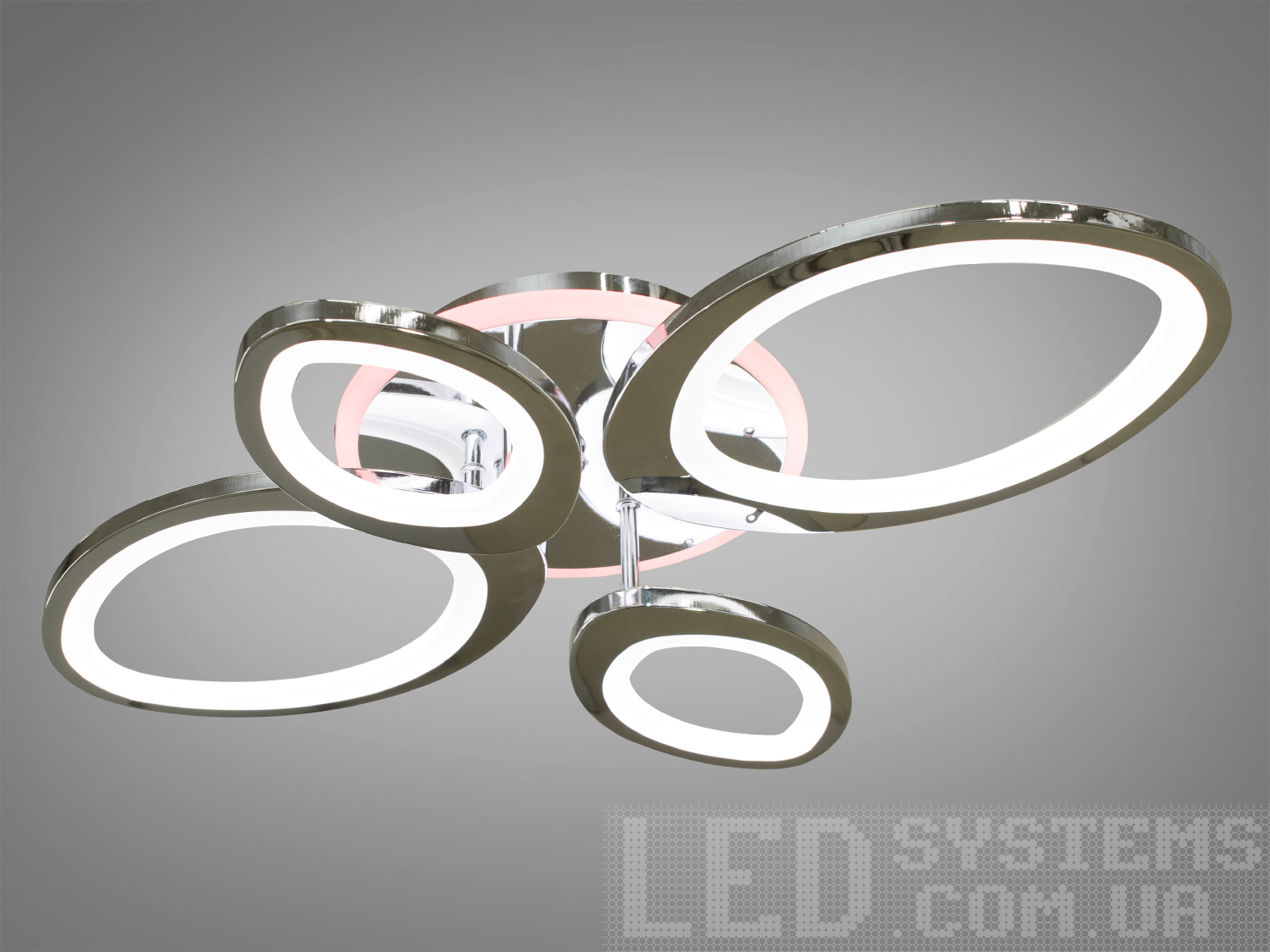 Світлодіодна люстра на кухню з пультом, з 3-х кольоровим підсвічуванням з димером підходить на площу приміщення приблизно 12 кв.м.
Світлодіодна люстра має кілька режимів: холодний 6000К, нейтральний 4100К, теплий 3200К, кольорове підсвічування, суміщений режим &ndash; будь-яке основне світло плюс будь-який колір світлодіодного підсвічування. Регулювання яскравості люстри від 5 до 100% відбувається за допомогою пульта дистанційного керування, що входить до комплекту.
Люстра світить яскраво, але не сліпить за рахунок матеріалу &ndash; акрилу, до того ж цей матеріал дуже міцний &ndash; його важко зашкодити. Застосовується для зали, вітальні, кухні, спальні, їдальні, дитячої, тому що відсутні елементи, що б'ються. Кріпиться до підвісних, натяжних, звичайних стель.