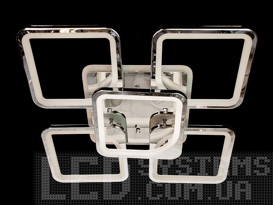 Світлодіодна люстра для вітальні з диммером, з пультом та LED підсвічуванням підходить на площу приміщення приблизно 21кв.м. Застосовується для зали, вітальні, спальні, кухні, коридору, дитячої кімнати, оскільки відсутні скляні елементи.
Світлодіодна люстра має кілька режимів: холодний 6000К, нейтральний 4100К, теплий 3200К, включення-вимикання, кольорове підсвічування, суміщений режим - будь-яке основне світло плюс будь-який колір світлодіодного підсвічування. Люстра має електронний димер, що дозволяє регулювати яскравість люстри від 5% до 100% за допомогою пульта, що входить до комплекту. Люстра світить яскраво, але не сліпить за рахунок матеріалу акрилу, до того ж цей матеріал дуже міцний його важко пошкодити.
Кріпиться до стелі будь-якого типу універсальним кріпленням на монтажну планку.