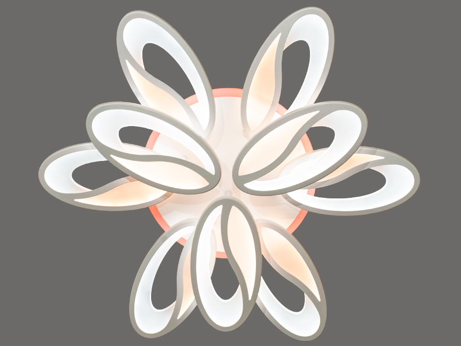 LED-люстра для спальні з пультом, з LED підсвічуванням, з димером підходить на площу приміщення приблизно 21кв.м.
Світлодіодна люстра має кілька режимів: холодний 6400К, нейтральний 4500К, теплий 2700К, кольорове підсвічування, суміщений режим &ndash; будь-яке основне світло плюс будь-який колір світлодіодного підсвічування. Регулювання яскравості люстри від 5 до 100% відбувається за допомогою пульта дистанційного керування, що входить до комплекту.
Люстра світить яскраво, але не сліпить за рахунок матеріалу акрилу, до того ж цей матеріал дуже міцний його важко пошкодити. Застосовується для невеликого залу, вітальні, кухні, спальні, їдальні, дитячої, оскільки відсутні елементи, що б'ються. Кріпиться до підвісних, натяжних, звичайних стель.