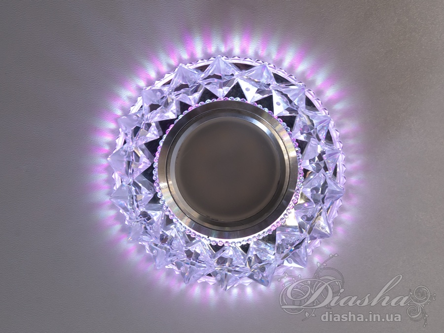 Кришталевий точковий світильник з LED підсвічуванням, мінімалістичний дизайн, ідеально підходить для сучасних інтер′єрів.