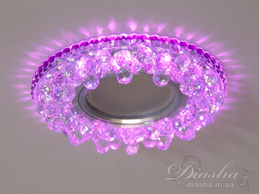Врізний світлодіодний світильник Diasha 8108WH-PK з білим та рожевим підсвічуванням і кристалами ідеально підходить для сучасного інтер′єру.