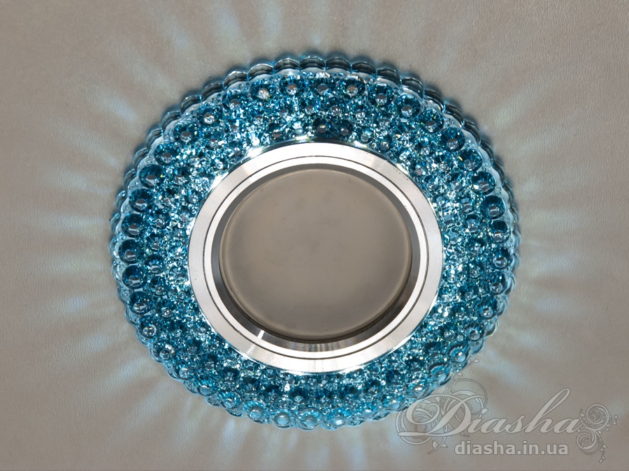 Вишуканий точковий світильник Diasha з блакитним склом та LED підсвічуванням, ідеальний для сучасних інтер’єрів.