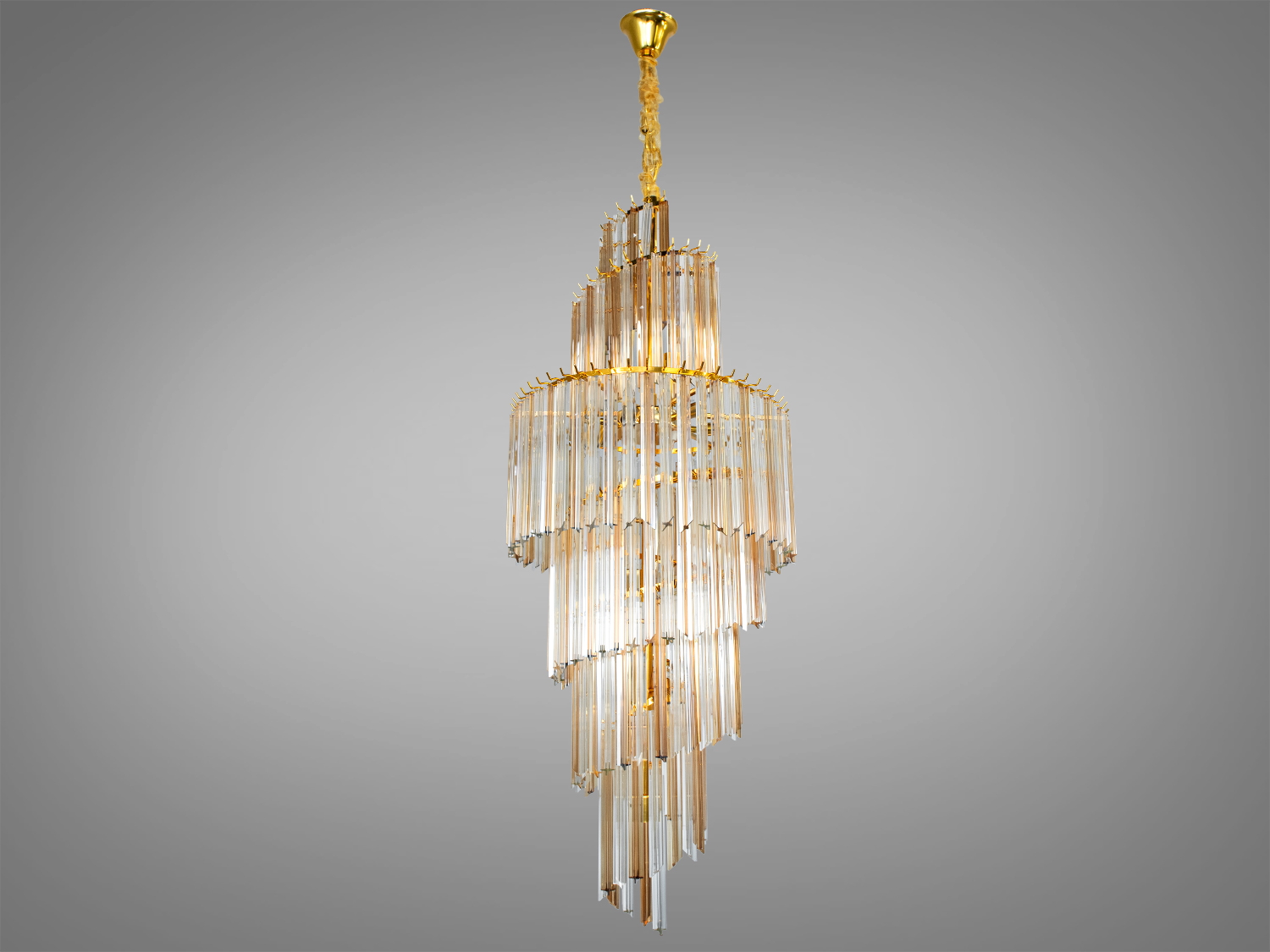 Підвісна кришталева люстра Хрустальний каскад золото 600 мм з 16 лампами E14 для просторих інтер′єрів з високими стелями.