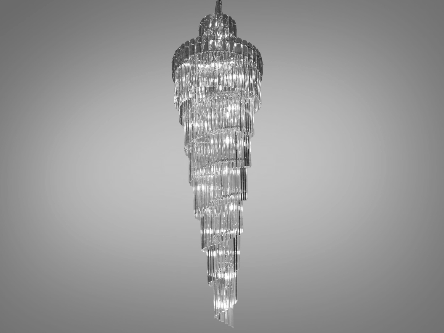 Каскадна кришталева люстра для високої стелі ідеально підходить для використання в холах або вітальнях, сходових зонах приватних будинків, ресторанів або готелях. Кришталеві підвіски, виконані у правильній формі, створюють захоплюючий світловий ефект, граючи на світлі.
Ці класичні люстри ідеально підійдуть для використання у приміщеннях з висотою від двох з половиною до п'яти, і навіть до семи метрів.
Люстра-підвіс під лампи розжарювання, економки або світлодіодні лампи з цоколем Е14. Увага. Вага люстри понад 10кг.