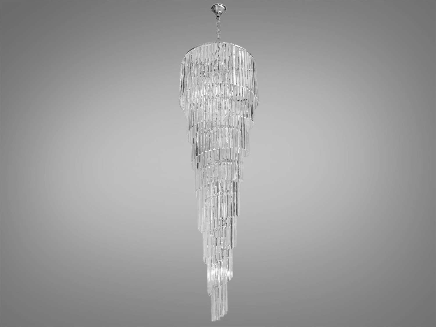Дизайнерська каскадна кришталева люстра на 24 лампи ідеально підходить для використання також у вітальнях, сходових зонах приватних будинків, ресторанів чи готелях, холах. Кришталеві підвіски, виконані у правильній формі, створюють захоплюючий світловий ефект, граючи на світлі.
Ці класичні люстри ідеально підійдуть для використання у приміщеннях з висотою від двох з половиною до п'яти, і навіть до семи метрів.
Люстра-підвіс під лампи розжарювання, економки або світлодіодні лампи з цоколем Е14.
Увага. Вага люстри 34,5 кг.