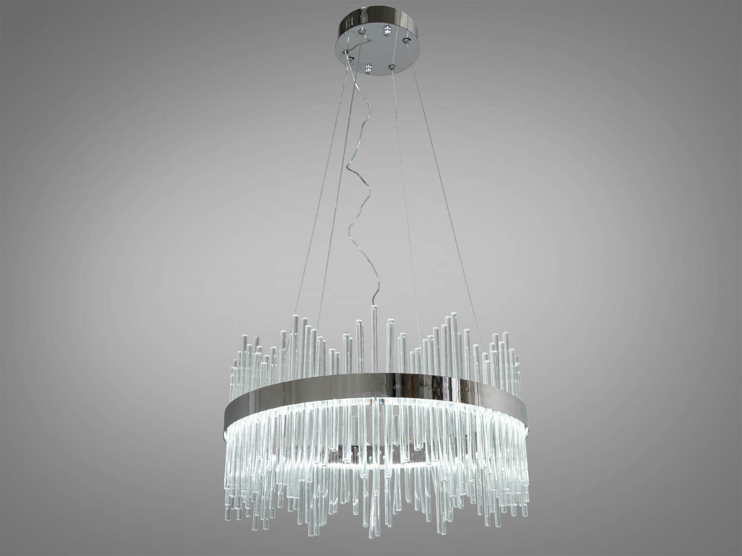 Стильна кришталева LED люстра в кухню-студію також ідеально підійде для невеликих приміщень, і навіть для низьких стель, тому що висота регулюється, наприклад, у коридор, кухню, спальню, для залу або у вітальню.
Світлодіодна люстра має кілька режимів: холодний 6000К, нейтральний 4100К, теплий 3200К. Перемикання здійснюється з настінного вимикача почерговим включенням/вимкненням. Світлодіоди дозволяють підбирати необхідну температуру світла. Використання гнучкого світлодіодного модуля в люстрі дозволяє вивести естетичні якості на новий сучасний рівень.
Кришталики створюють відчуття пишноти та глибини. Світло, проходячи крізь ці підвіски, надає інтер'єру вишуканості. Розглядаючи цю люстру, слід відзначити переваги світлодіодного освітлення: воно енергоефективне, має великий термін служби та забезпечує відмінну якість світла.
Кріпиться до стелі (гіпсокартонним, навісним, натяжним) універсальним кріпленням-на планку.