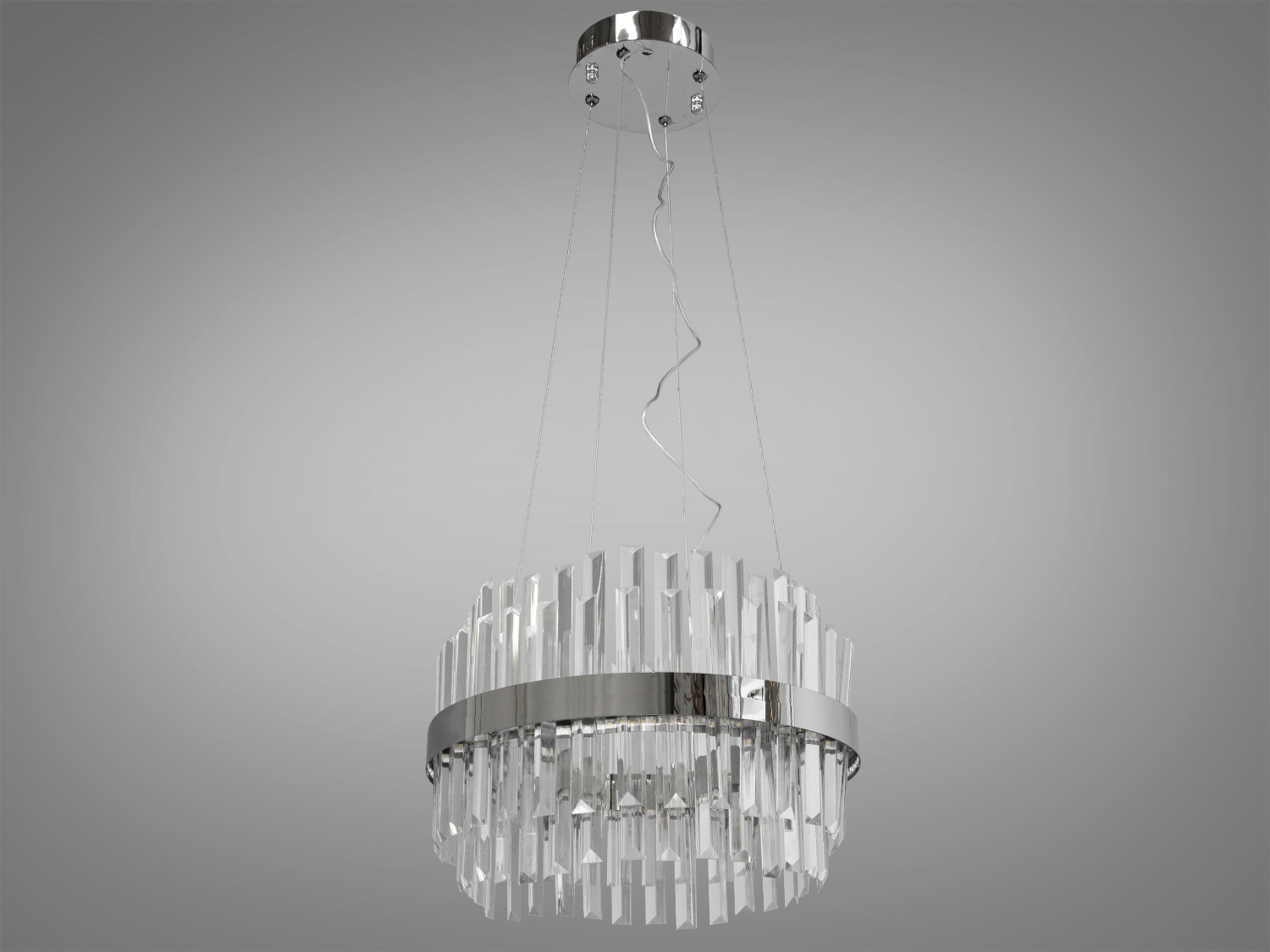 Стильна кришталева LED люстра в спальню також ідеально підійде для невеликих приміщень, і навіть для низьких стель, тому що висота регулюється, наприклад, у коридор, кухню, спальню, для залу або у вітальню.
Світлодіодна люстра має кілька режимів: холодний 6000К, нейтральний 4100К, теплий 3200К. Перемикання здійснюється з настінного вимикача почерговим включенням/вимкненням. Світлодіоди дозволяють підбирати необхідну температуру світла. Використання гнучкого світлодіодного модуля в люстрі дозволяє вивести естетичні якості на новий сучасний рівень.
Кришталики створюють відчуття пишноти та глибини. Світло, проходячи крізь ці підвіски, надає інтер'єру вишуканості. Розглядаючи цю люстру, слід відзначити переваги світлодіодного освітлення: воно енергоефективне, має великий термін служби та забезпечує відмінну якість світла.
Кріпиться до стелі (гіпсокартонним, навісним, натяжним) універсальним кріпленням-на планку.