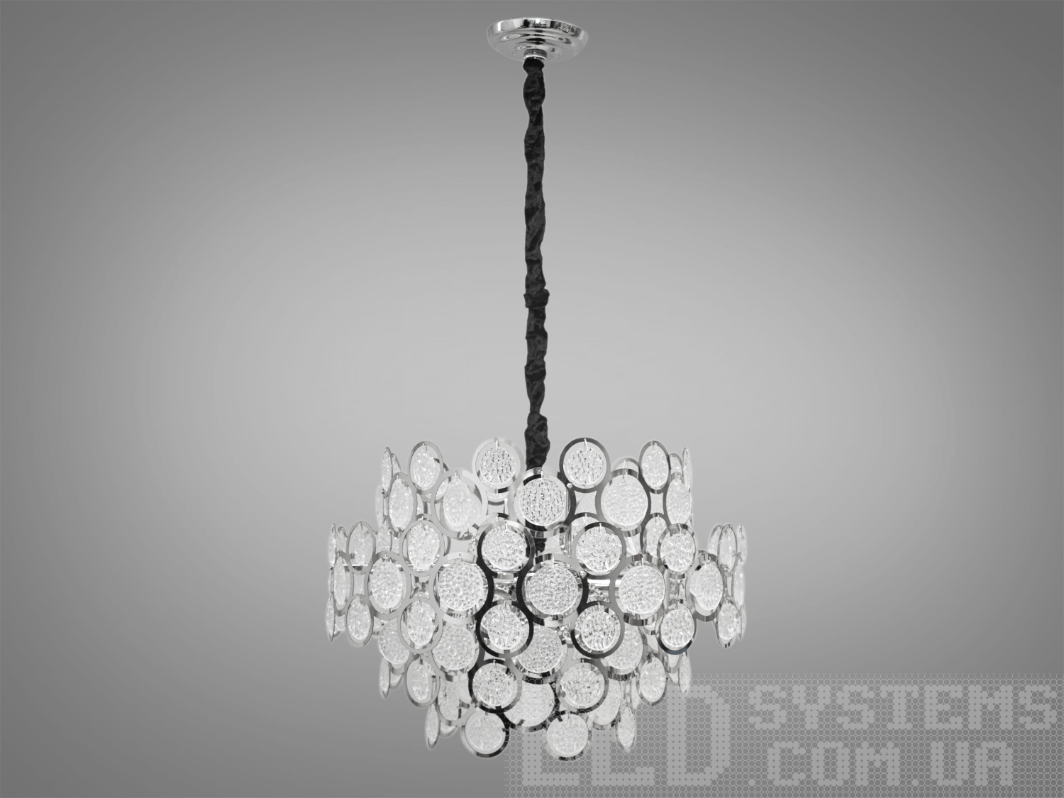 Стильна люстра в спальню з круглими скляними елементами в металевому корпусі добре виглядатиме в сучасному інтер'єрі зали, спальні, коридору або кухні. На неї можна дивитися під будь-яким кутом, і не дивлячись на легкість конструкції люстри, ви завжди бачитимете лампи тільки через димчасте скло. Висота люстри регулюється, завдяки чому підходить для низьких стель.
Сучасна люстра під звичайну лампочку із цоколем Е14. Стельове кріплення на планку універсальне підходить для підвісних, натяжних та звичайних стель.
Увага. Вага люстри понад 10кг.