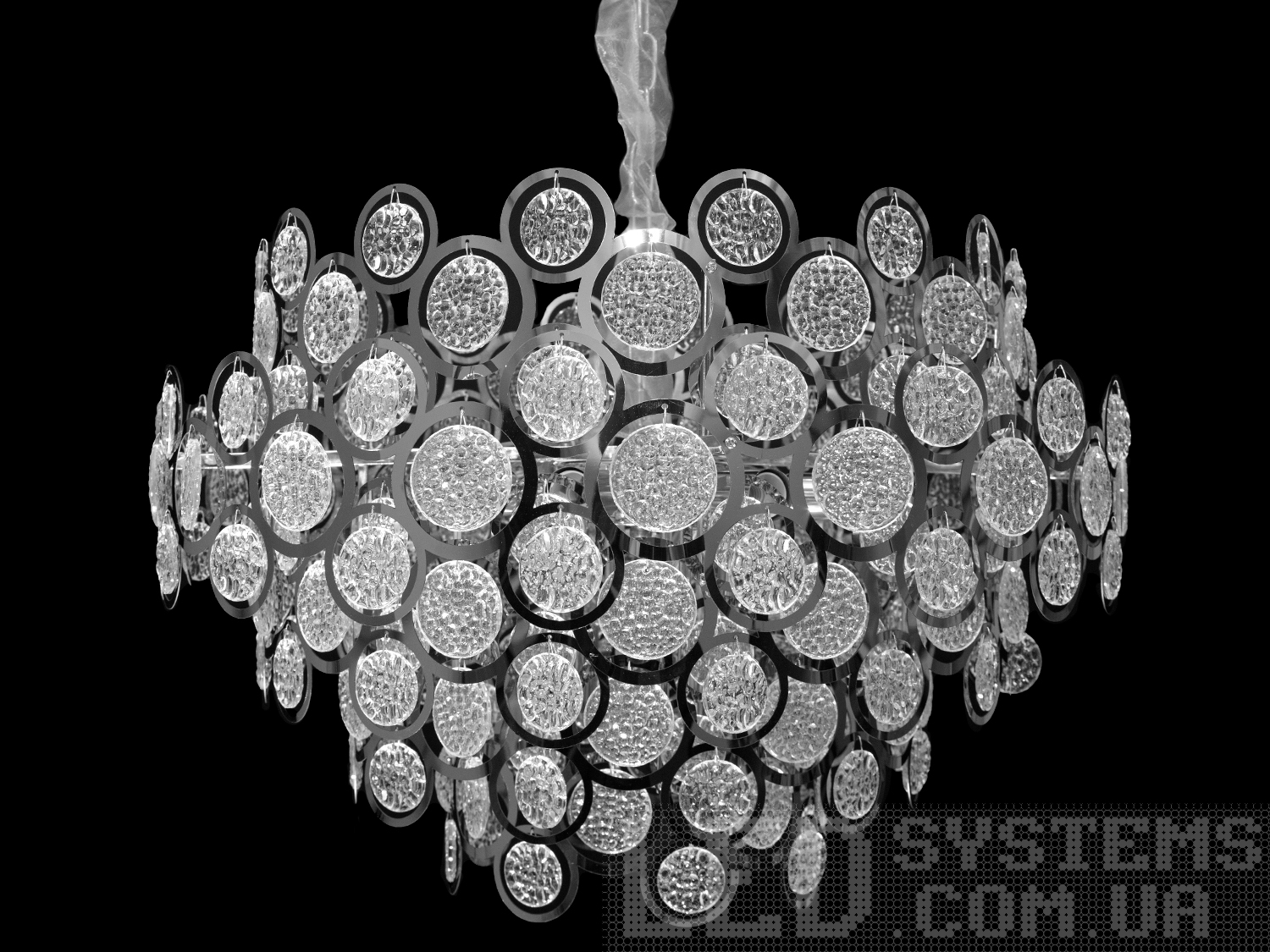 Люстра підвіс для зали зі скляними елементами в металевому корпусі добре виглядатиме в сучасному інтер'єрі зали, спальні, коридору або кухні. На неї можна дивитися під будь-яким кутом, і не дивлячись на легкість конструкції люстри, ви завжди бачитимете лампи тільки через димчасте скло. Висота люстри регулюється, завдяки чому підходить для низьких стель.
Сучасна люстра під звичайну лампочку із цоколем Е14. Стельове кріплення на планку універсальне підходить для підвісних, натяжних та звичайних стель.
Увага. Вага люстри понад 10кг.