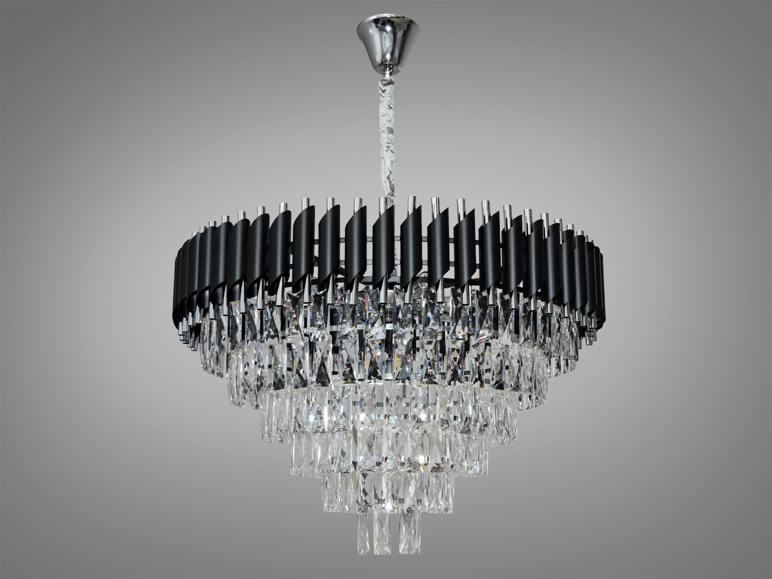 Елегантна кришталева люстра для спальні з металевим корпусом та кришталевими підвісками добре виглядатиме в інтер'єрі спальні, зали, вітальні, їдальні, квартирі студії, як у стилі лофт, так і в класичному інтер'єрі. При цьому у будь-якому стилі вона залишається 