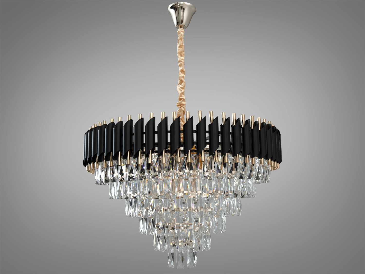 Чудова кришталева люстра для вітальні з металевим корпусом і кришталевими підвісками добре виглядатиме в інтер'єрі спальні, зали, вітальні, їдальні, квартирі студії, як у стилі лофт, так і в класичному інтер'єрі. При цьому у будь-якому стилі вона залишається 