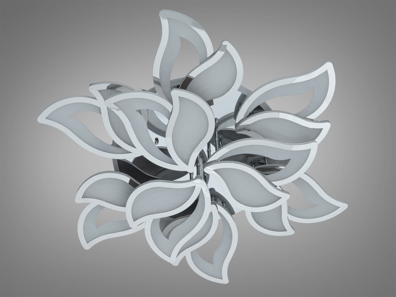 Стельова LED люстра Diasha 9033-6+3HR-LS хром 225Вт з дистанційним пультом для кімнат до 40 м². Три режими світла та плавне димування.