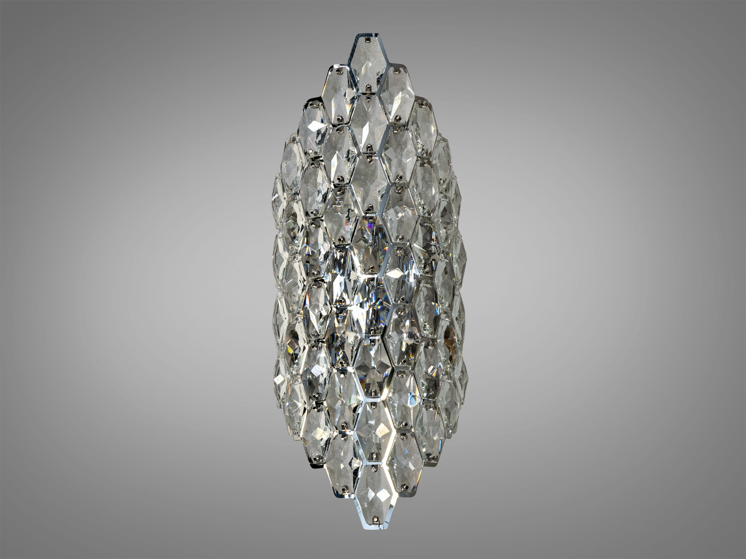 Настінний світильник з хромованим покриттям та кришталевими елементами у формі ромбів. Ідеальний для сучасного інтер′єру.