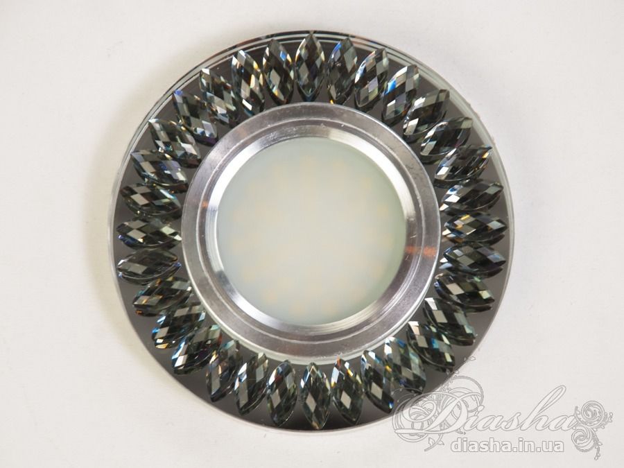 Кришталевий точковий світильник з LED підсвічуванням димчасте скло від ТМ «Діаша» — стильний і функціональний елемент для сучасних інтер′єрів.